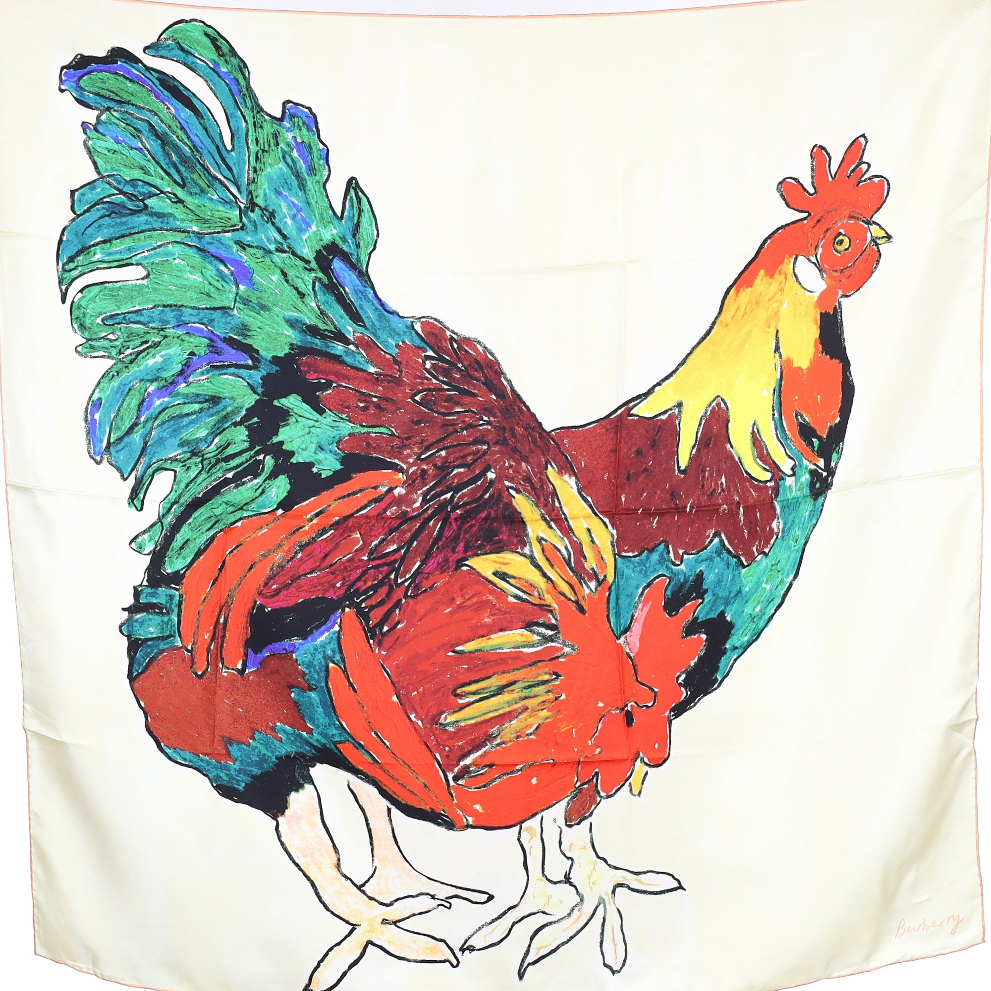 Brand New Burberry Cockerel Print Silk Scarf