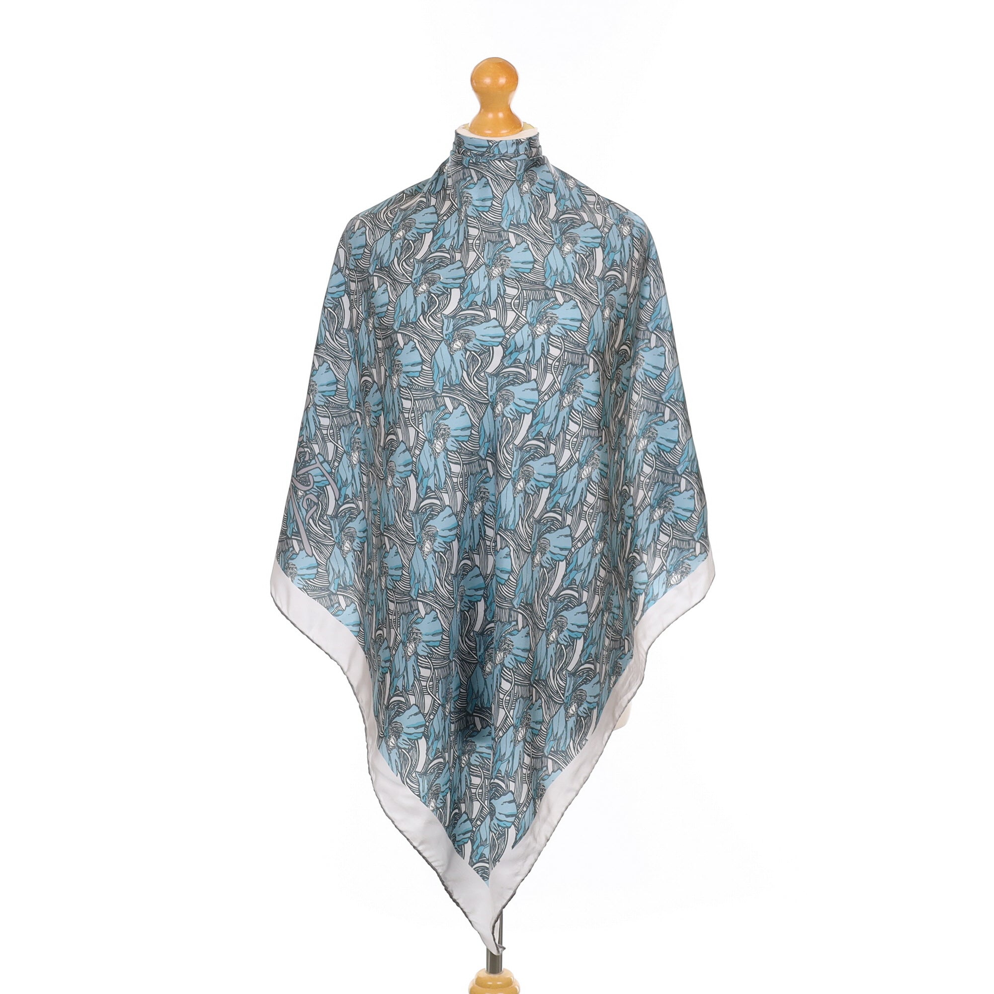 Beckford Silk Grey Floral Silk Scarf