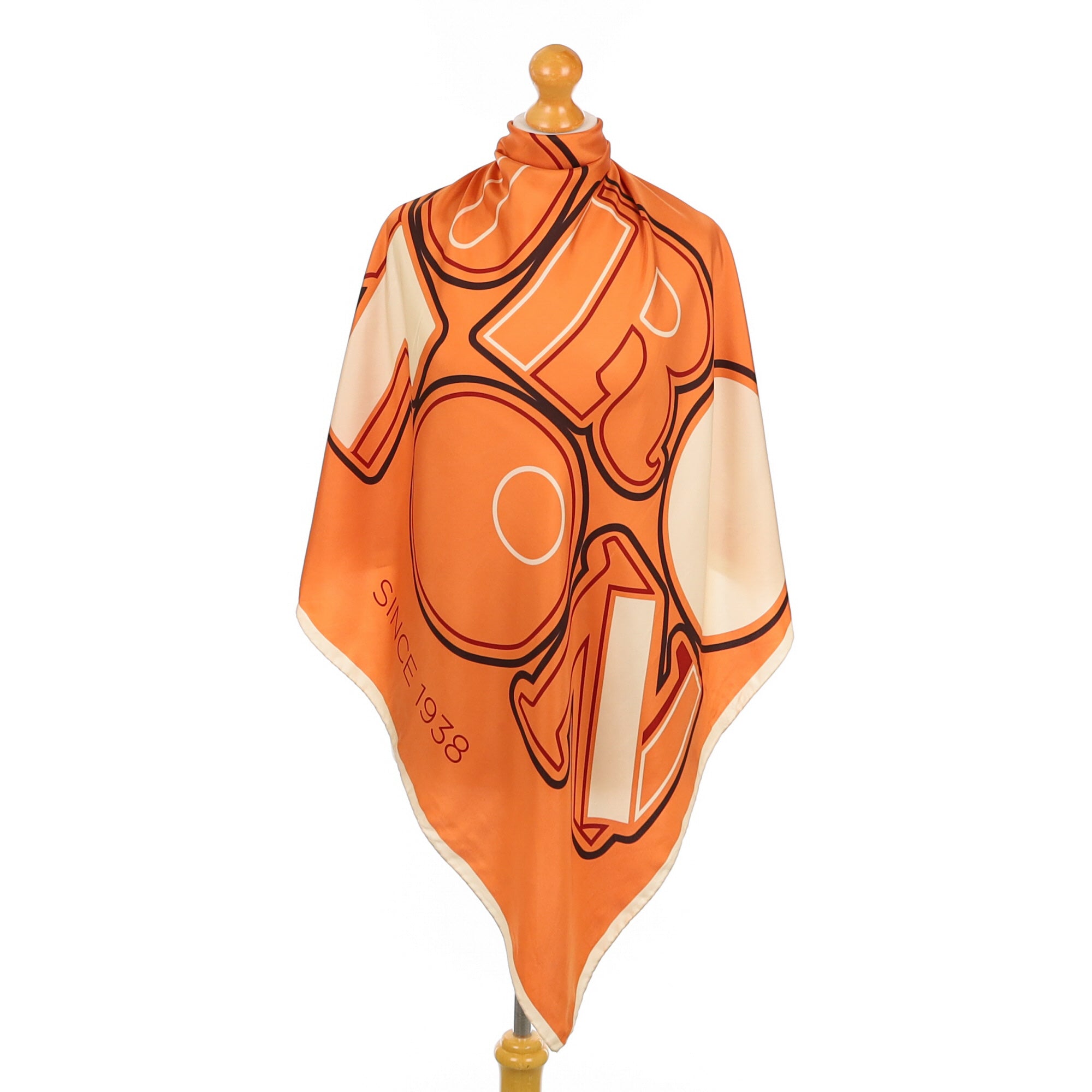 Oroton Orange Branded Silk Scarf