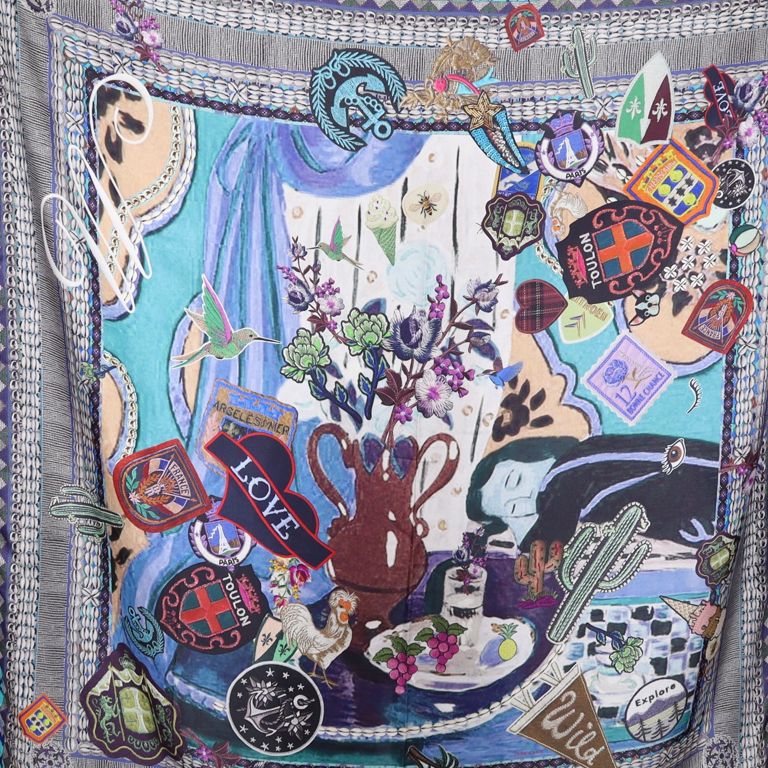 Large Brand New Jane Carr Designer Silk Scarf