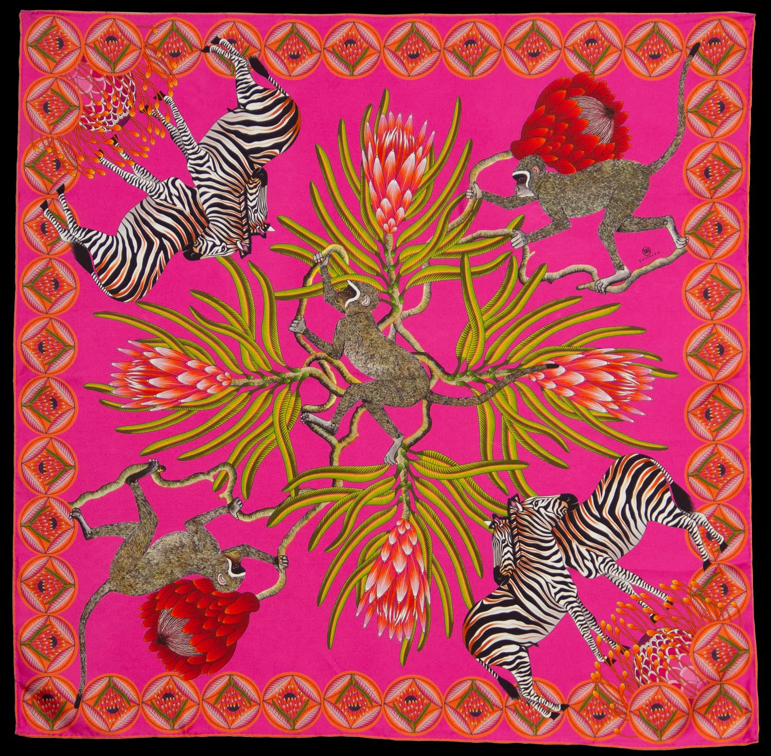 Brand New Bellezza Two Tone Pink Zebra Safari Double Faced Silk Scarf Extra Large