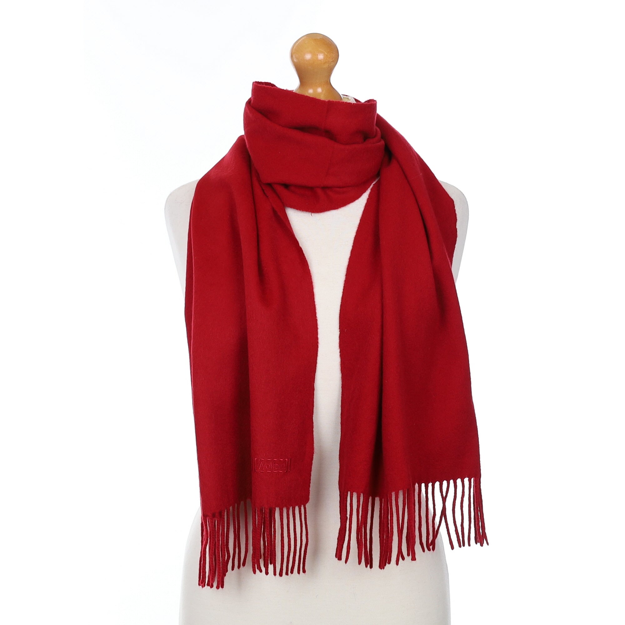 Crimson Red Cashmere Woven Scarf