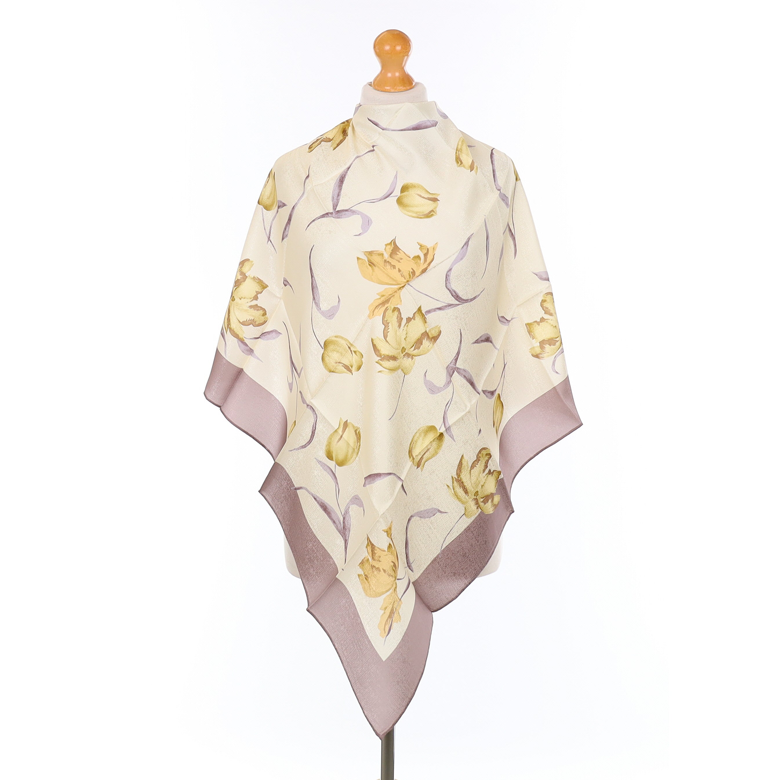 Brand New Boxed Jim Thompson Cream Floral Silk Scarf