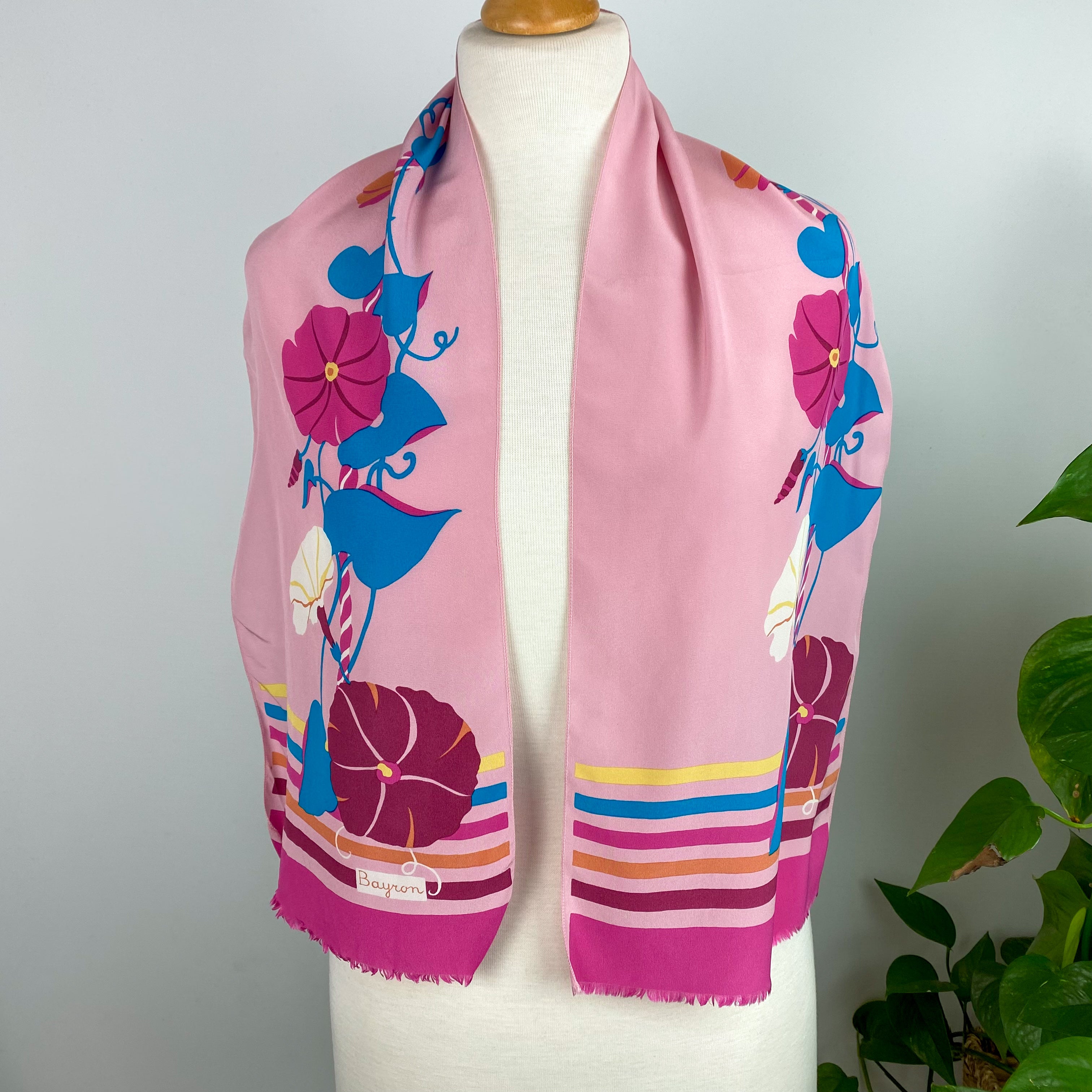 1970s Bayron Pink Vintage Silk Scarf