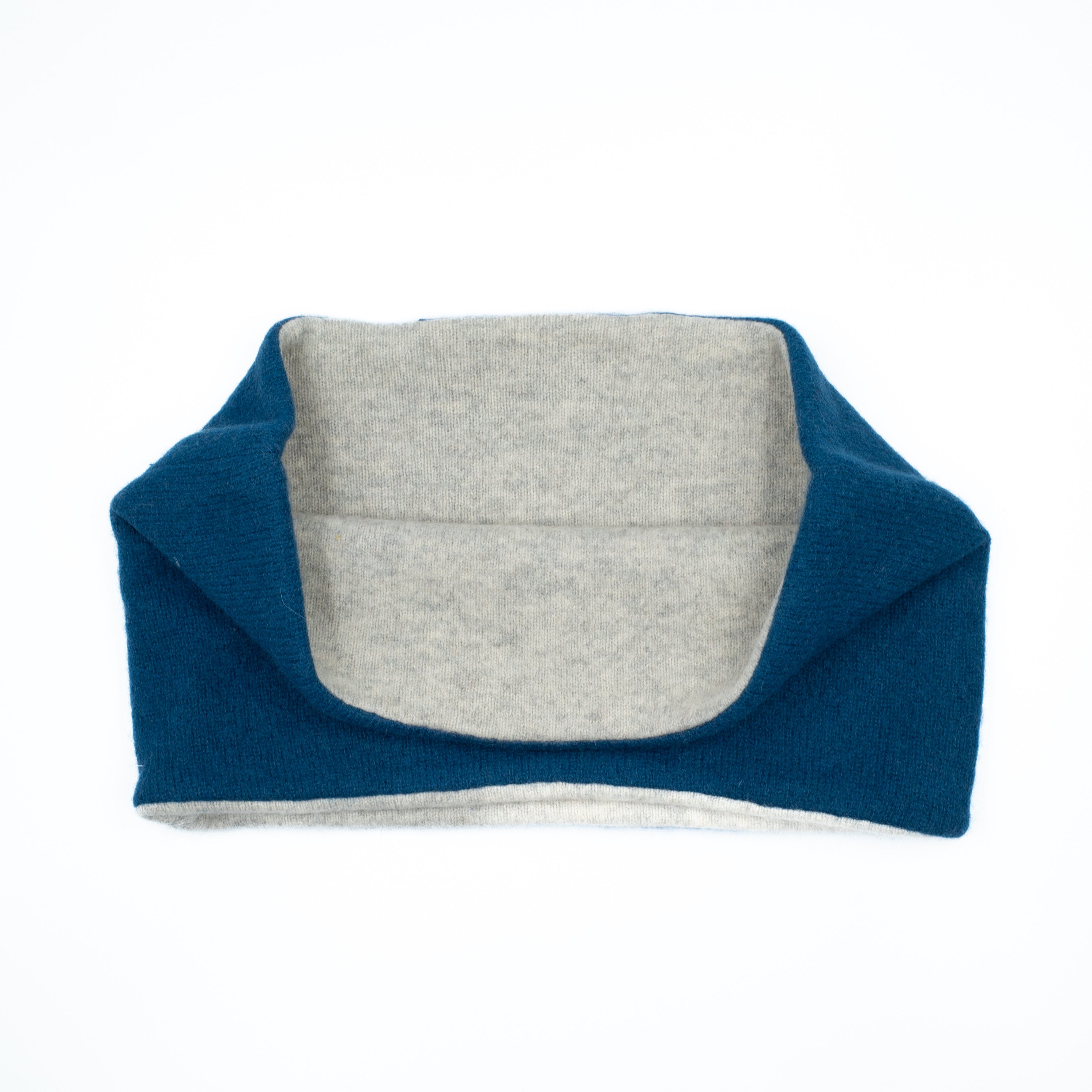 Dark Teal Blue and Palest Grey Cashmere Neck Warmer