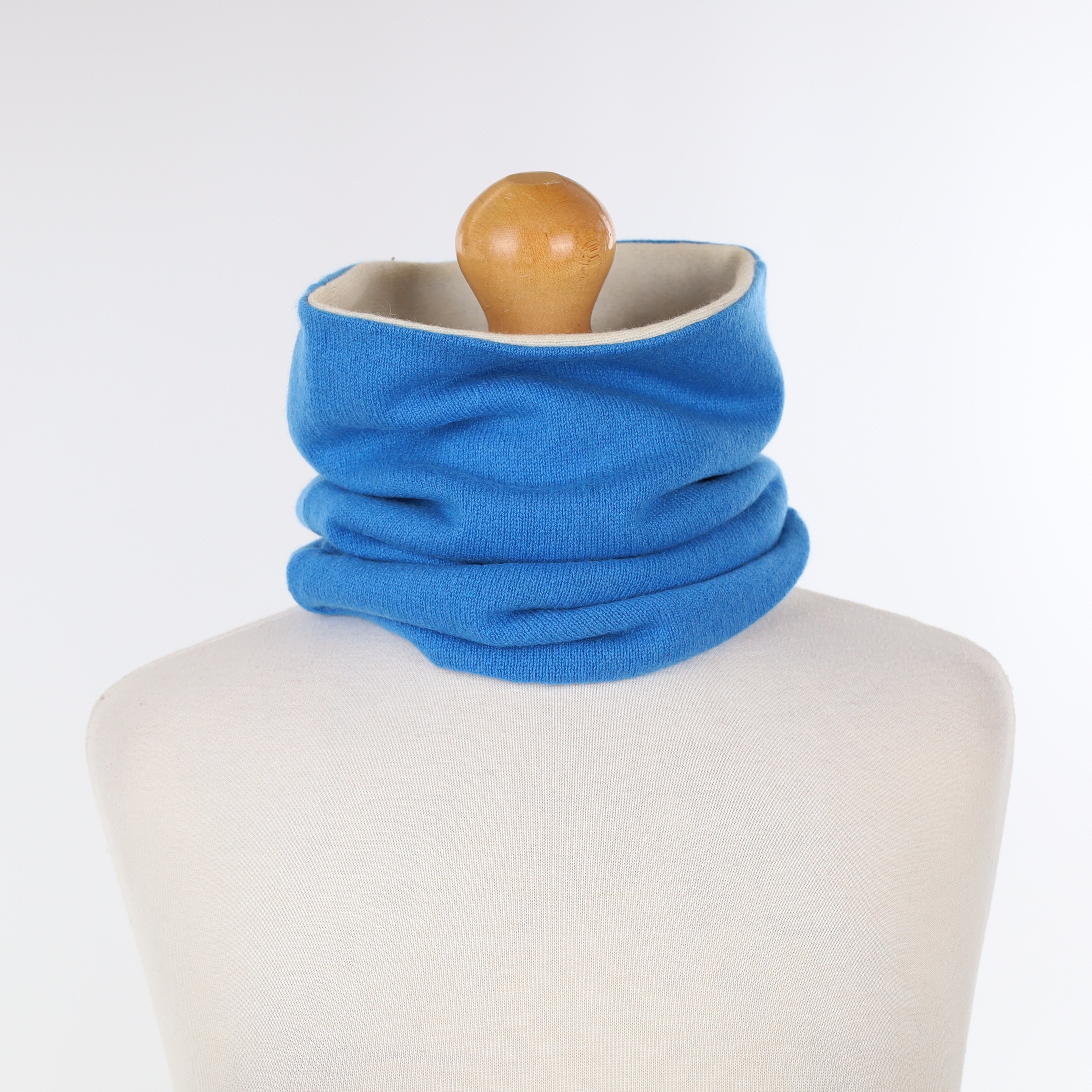 Mediterranean Blue and Winter White Luxury Double Layered Snood
