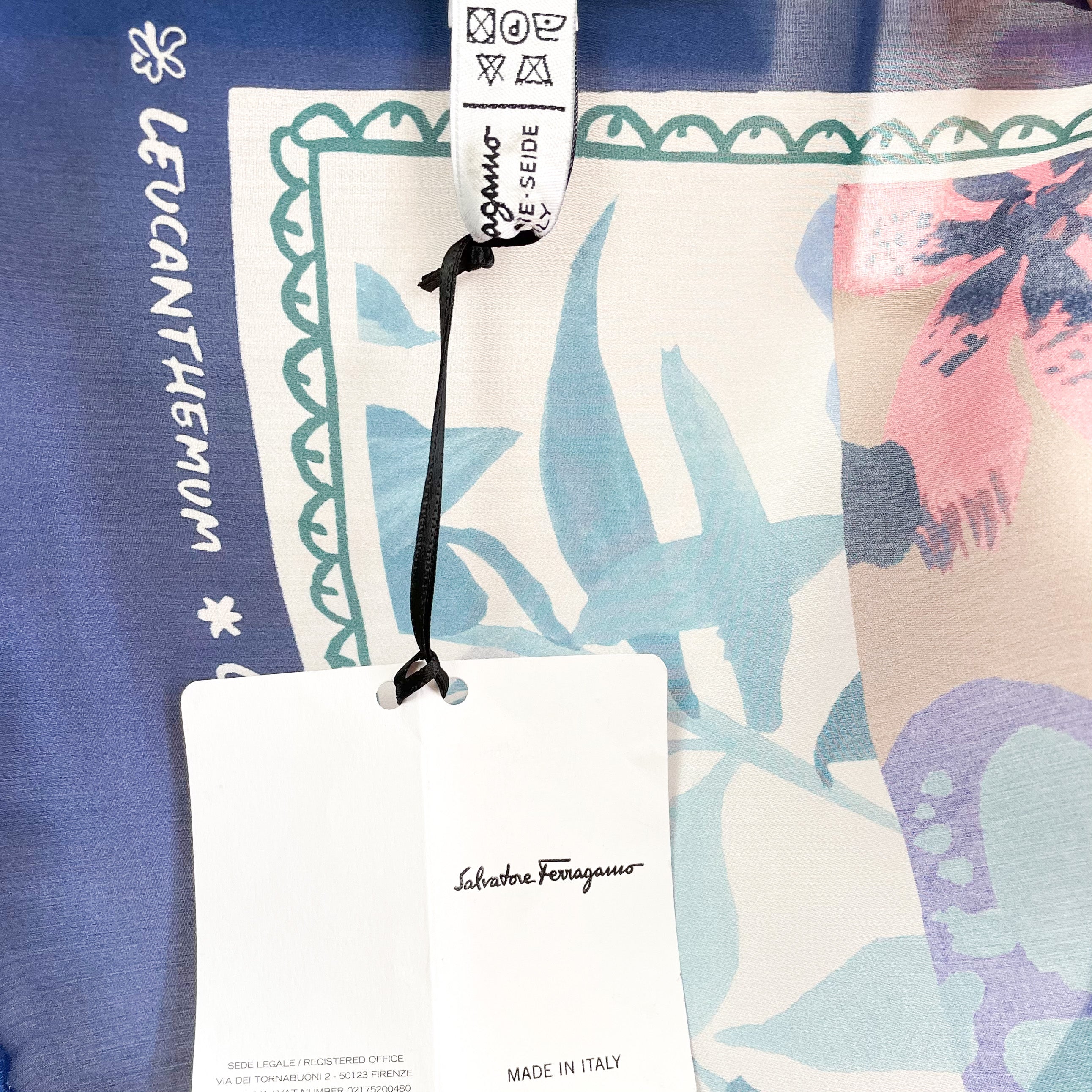 Brand New Salvatore Ferragamo Floral Wrap Style Designer Silk Scarf