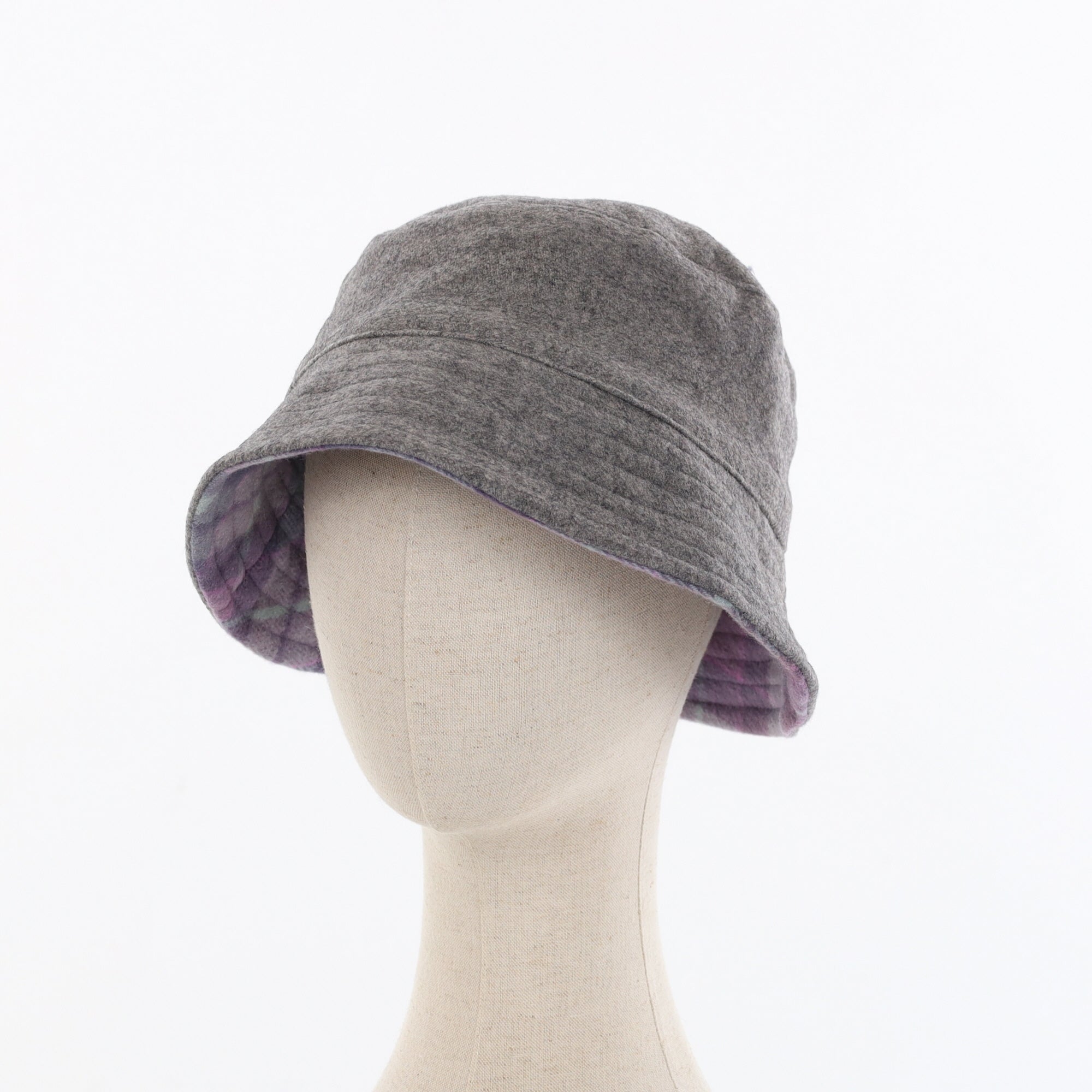 Unisex Purple Checked Reversible Cashmere Bucket Hat Men’s - M Women’s - L