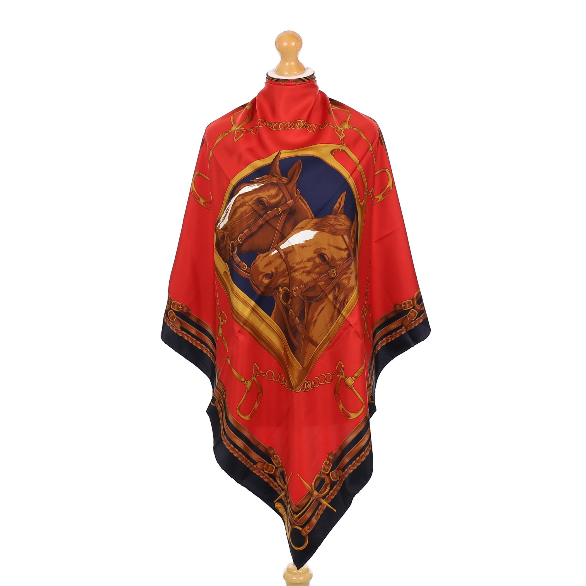 Pristine Ralph Lauren Equestrian Red Silk Scarf