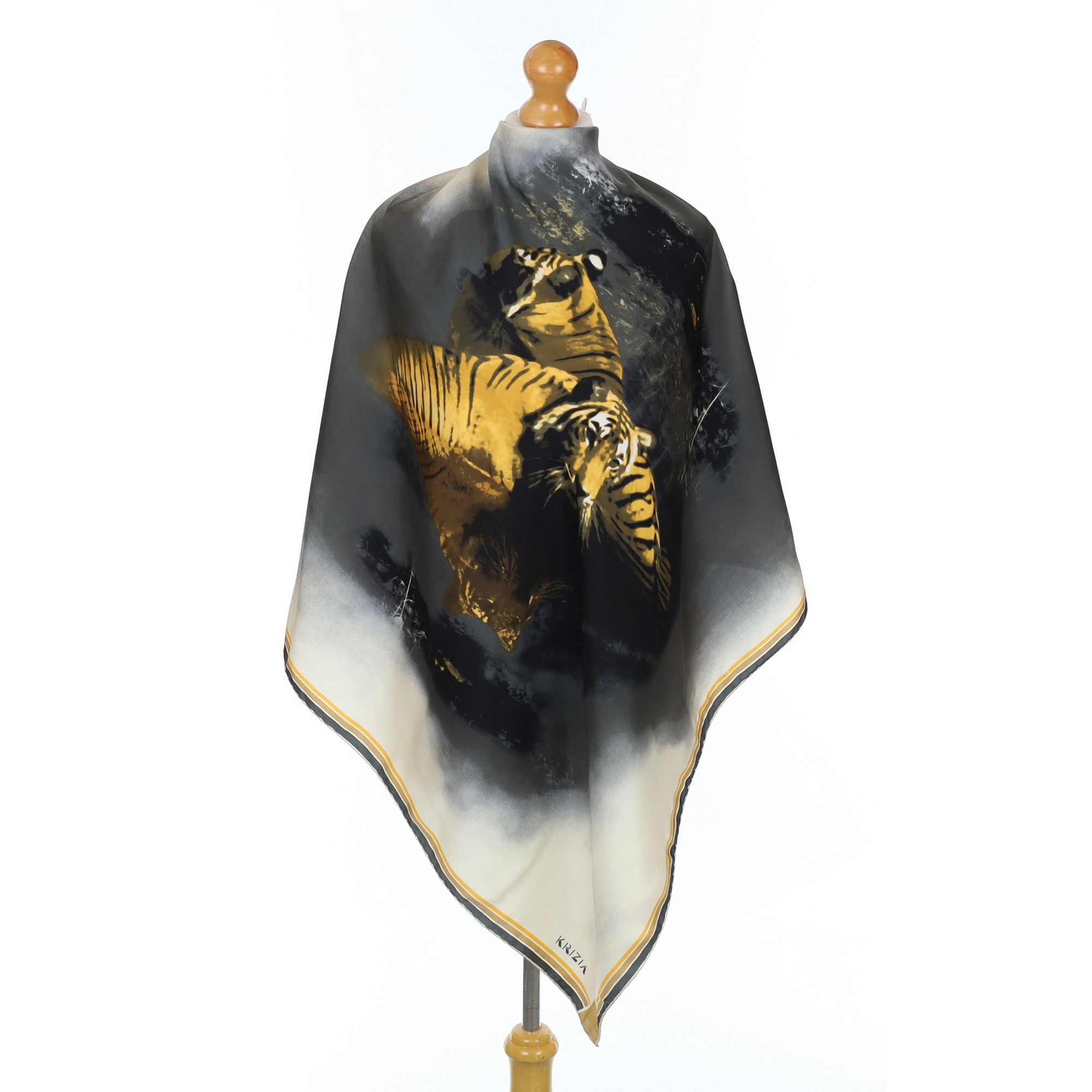 Painted Tiger Design Silk Scarf