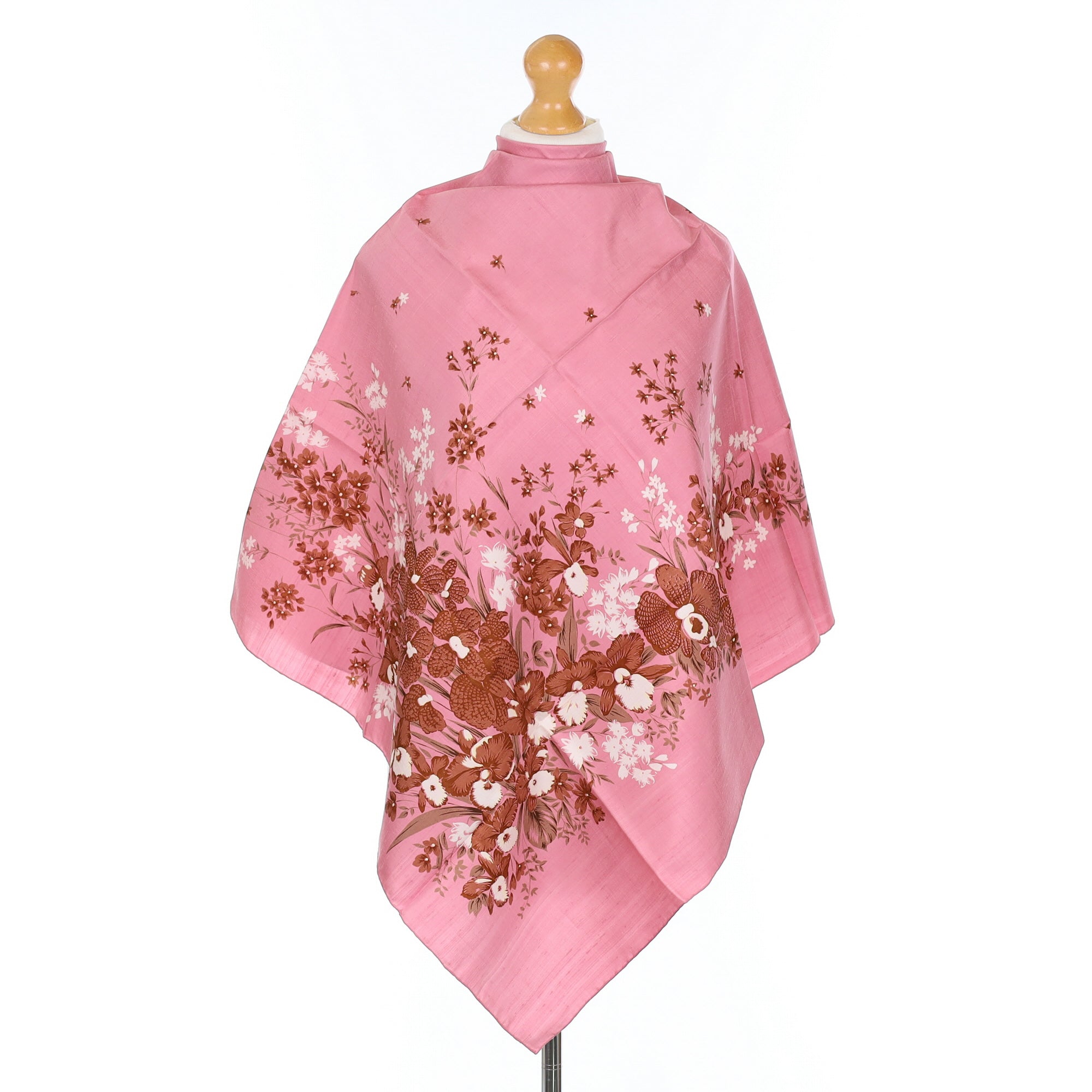 Brand New Pink Floral Thai Silk Scarf
