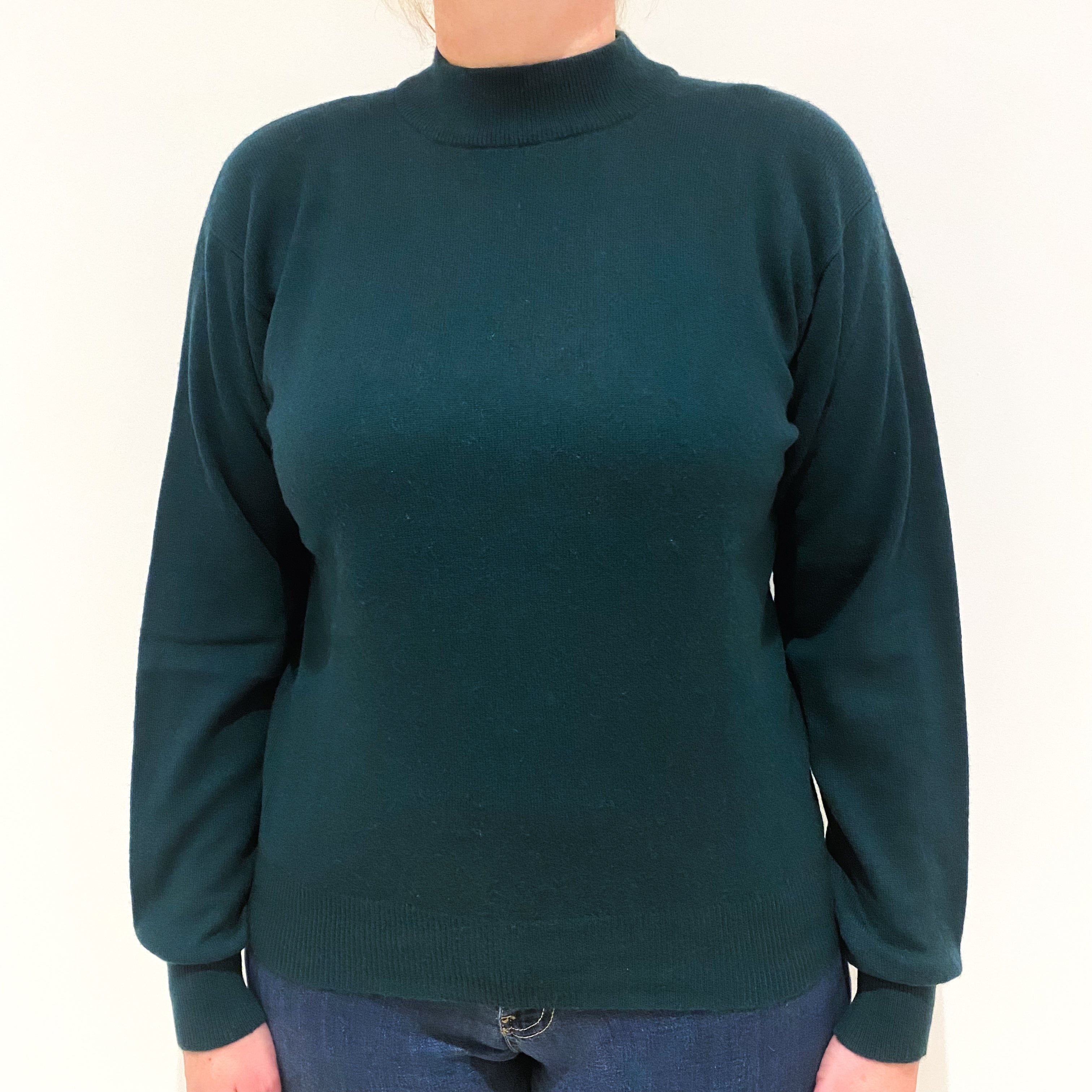 Bottle Green Cashmere Turtle Neck Jumper Large