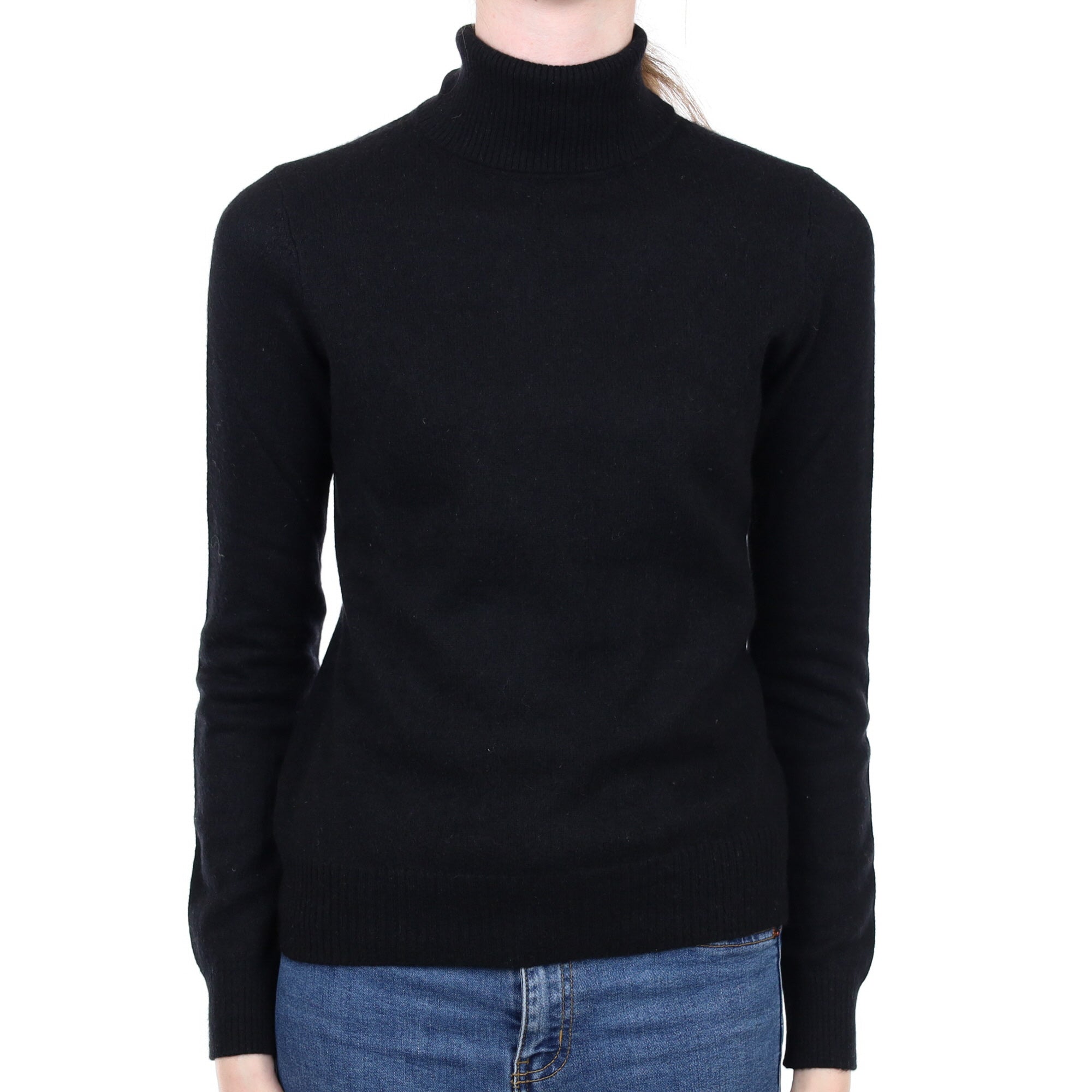 Black Cashmere Polo Neck Jumper Extra Small
