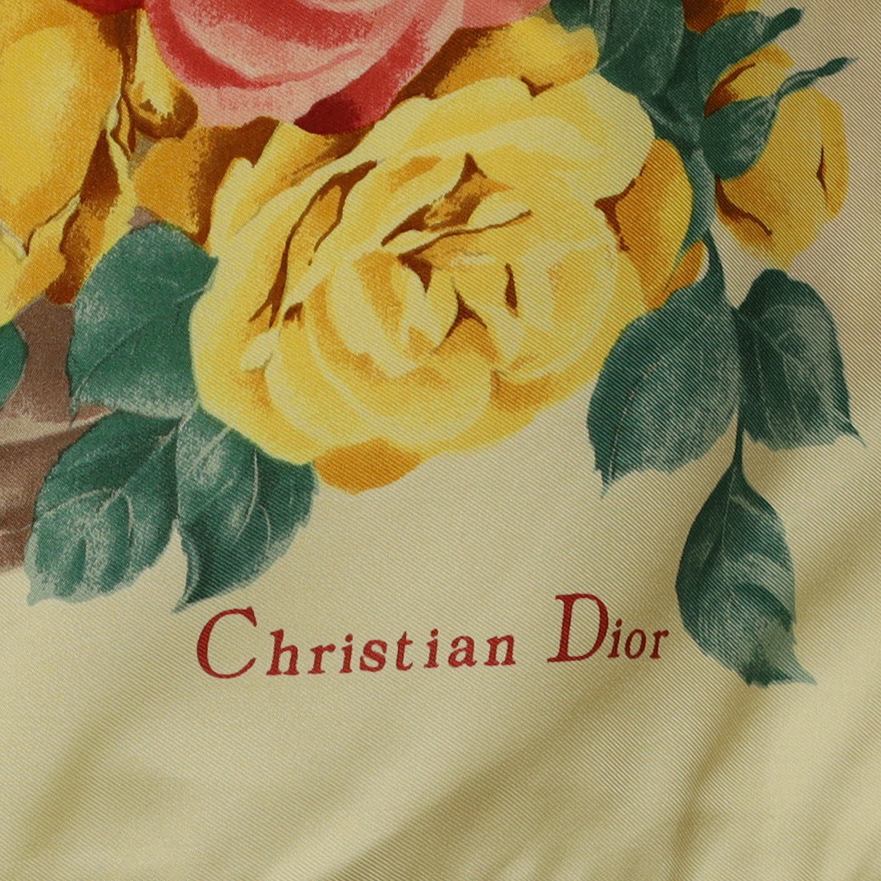 Christian Dior Yellow Floral Vintage Silk Scarf