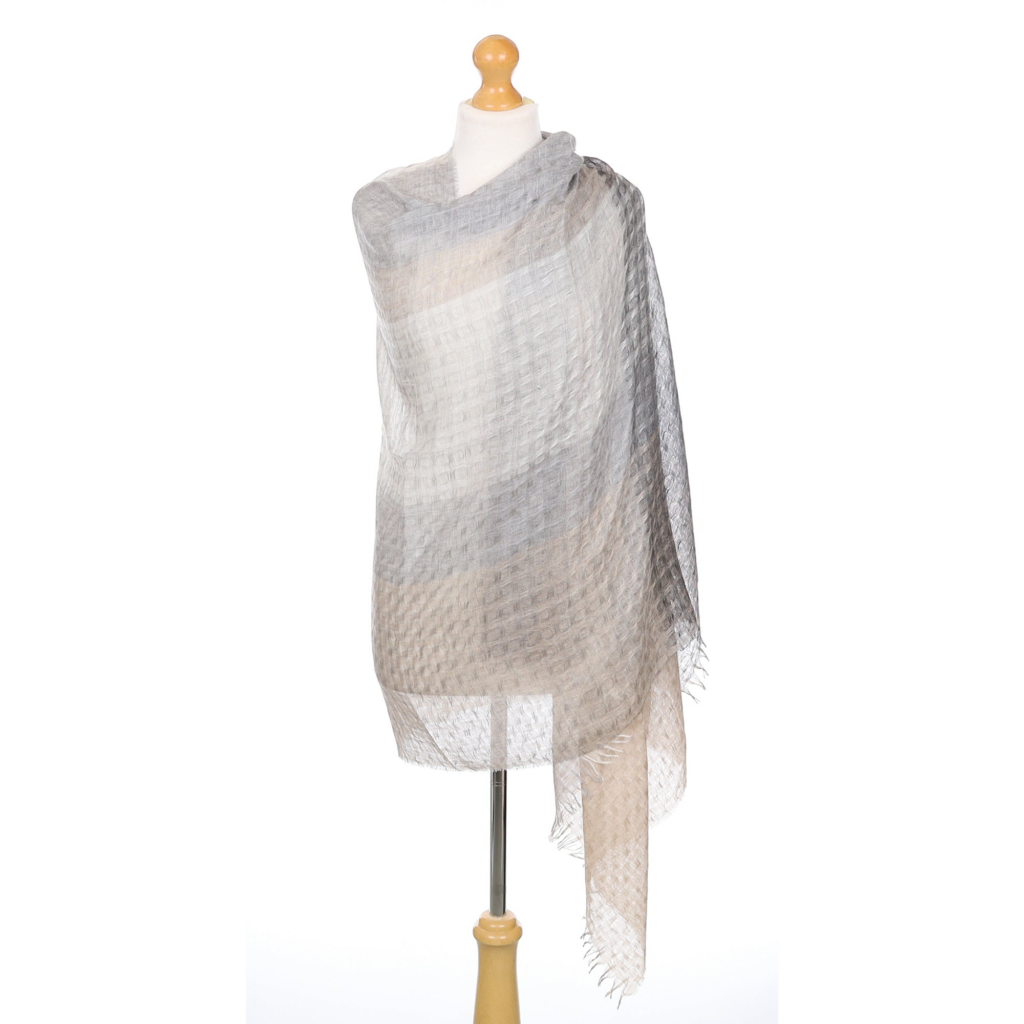 Scottish Begg & Co Grey and Oatmeal Woven Cashmere & Silk Wrap