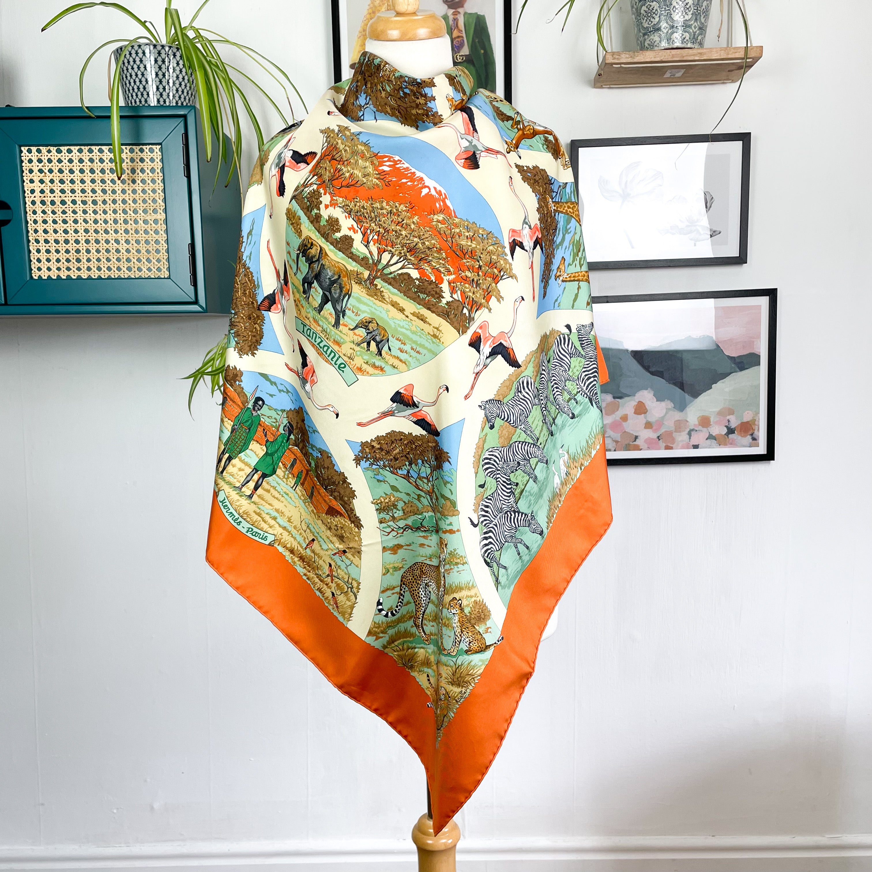 Boxed Hermes Tanzanie Designer Silk Scarf