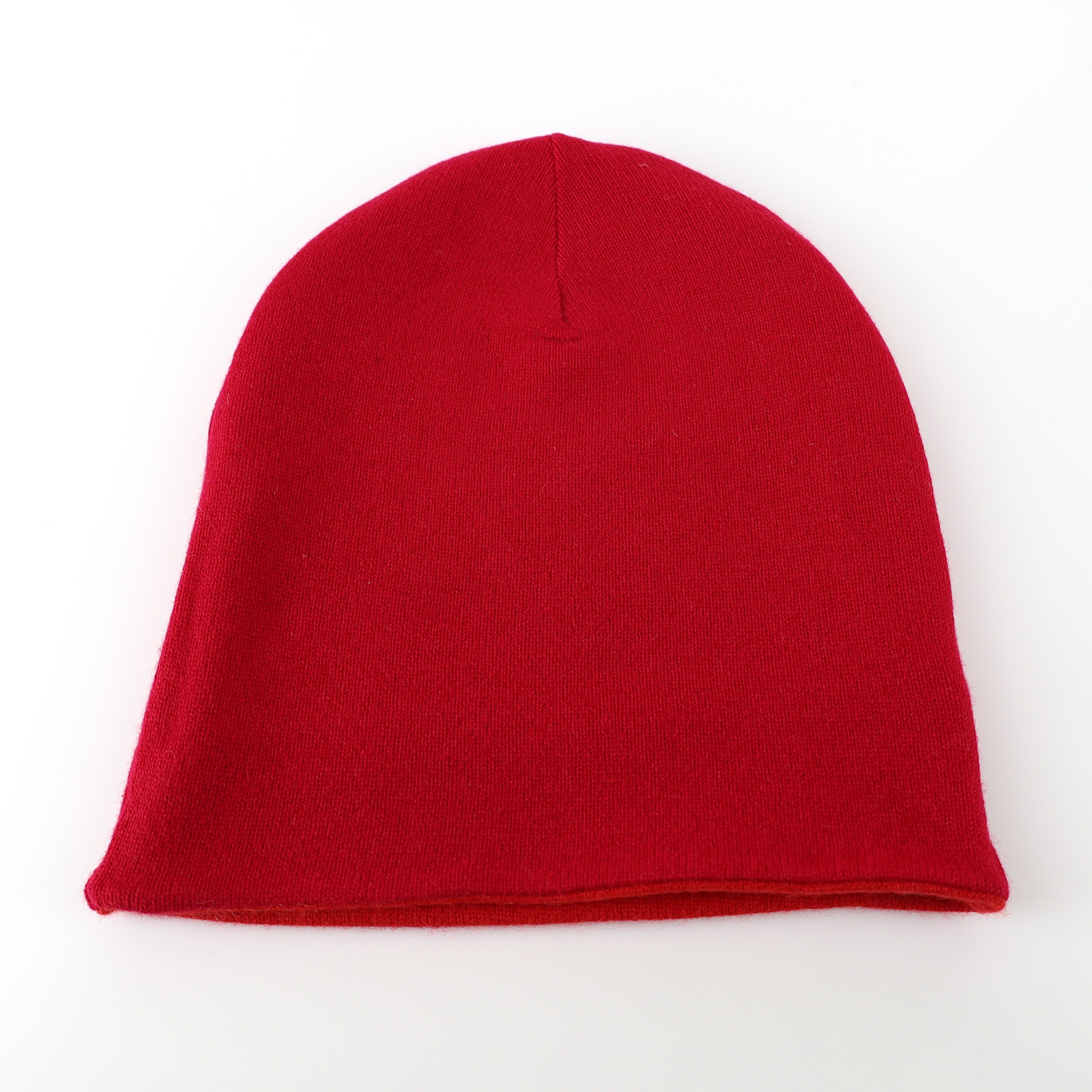 Cherry Pink and Red Reversible Cashmere Beanie Hat