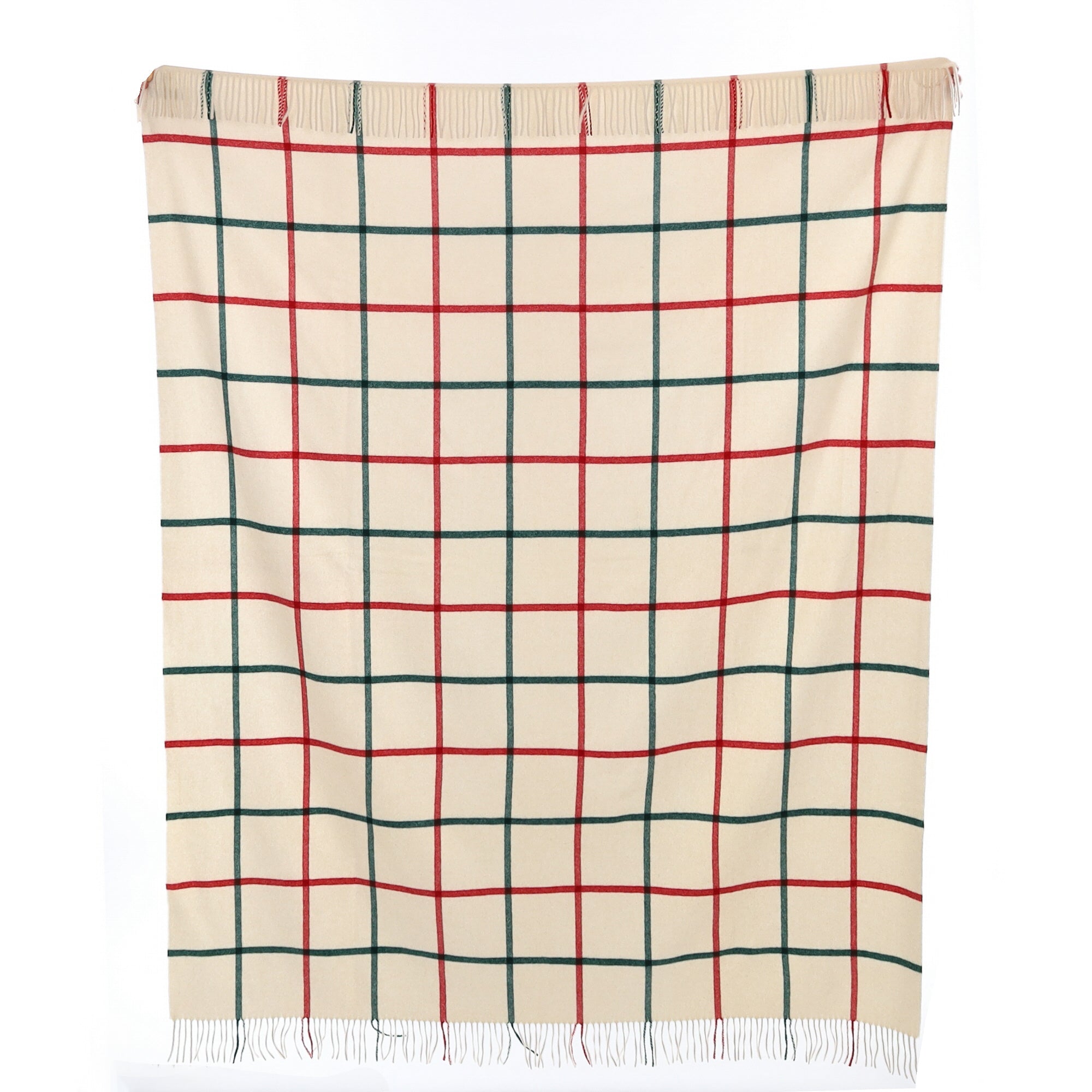 Brand New English Winter White Chequered Luxury Woven Cashmere Blanket