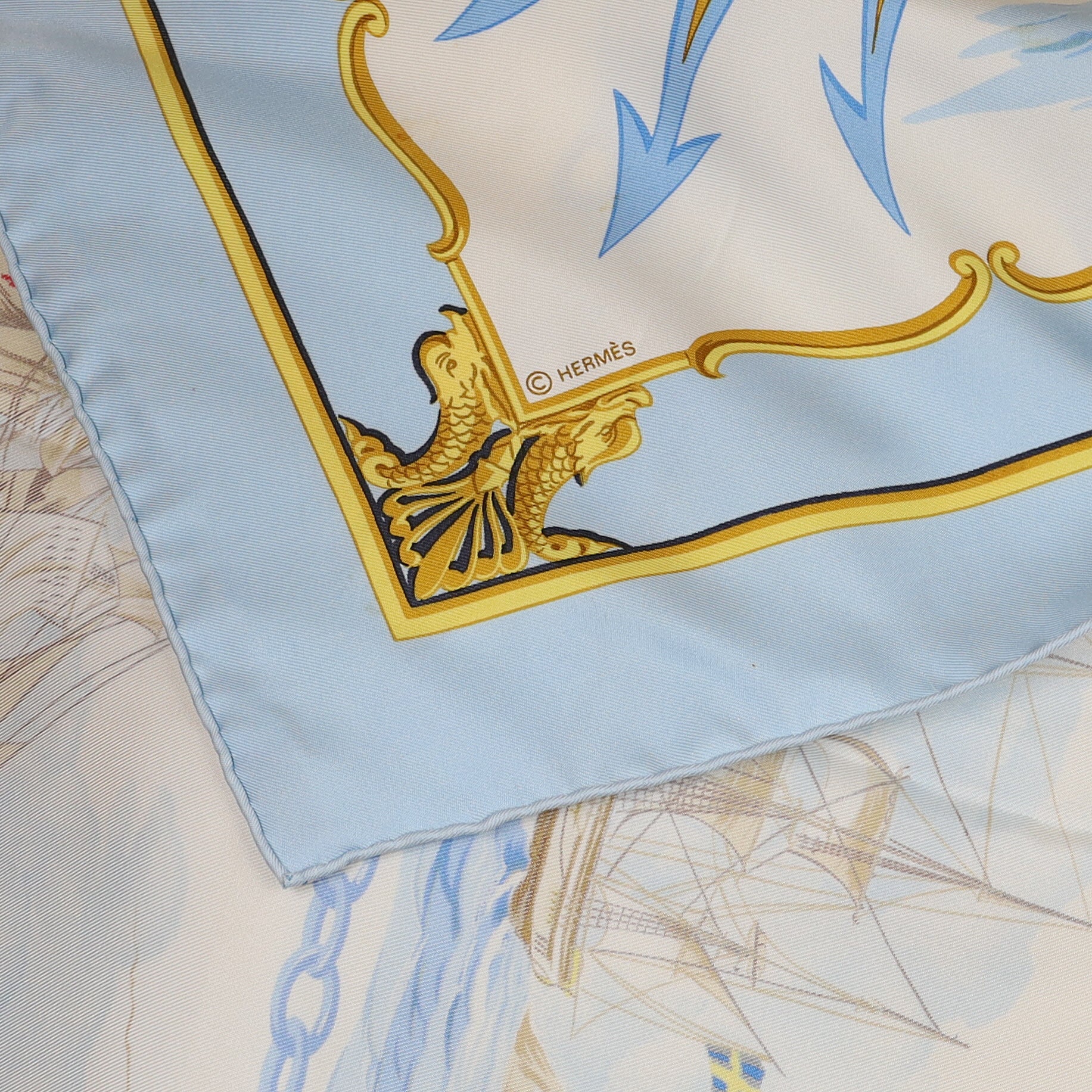 Hermès La Marine en Bois Silk Scarf