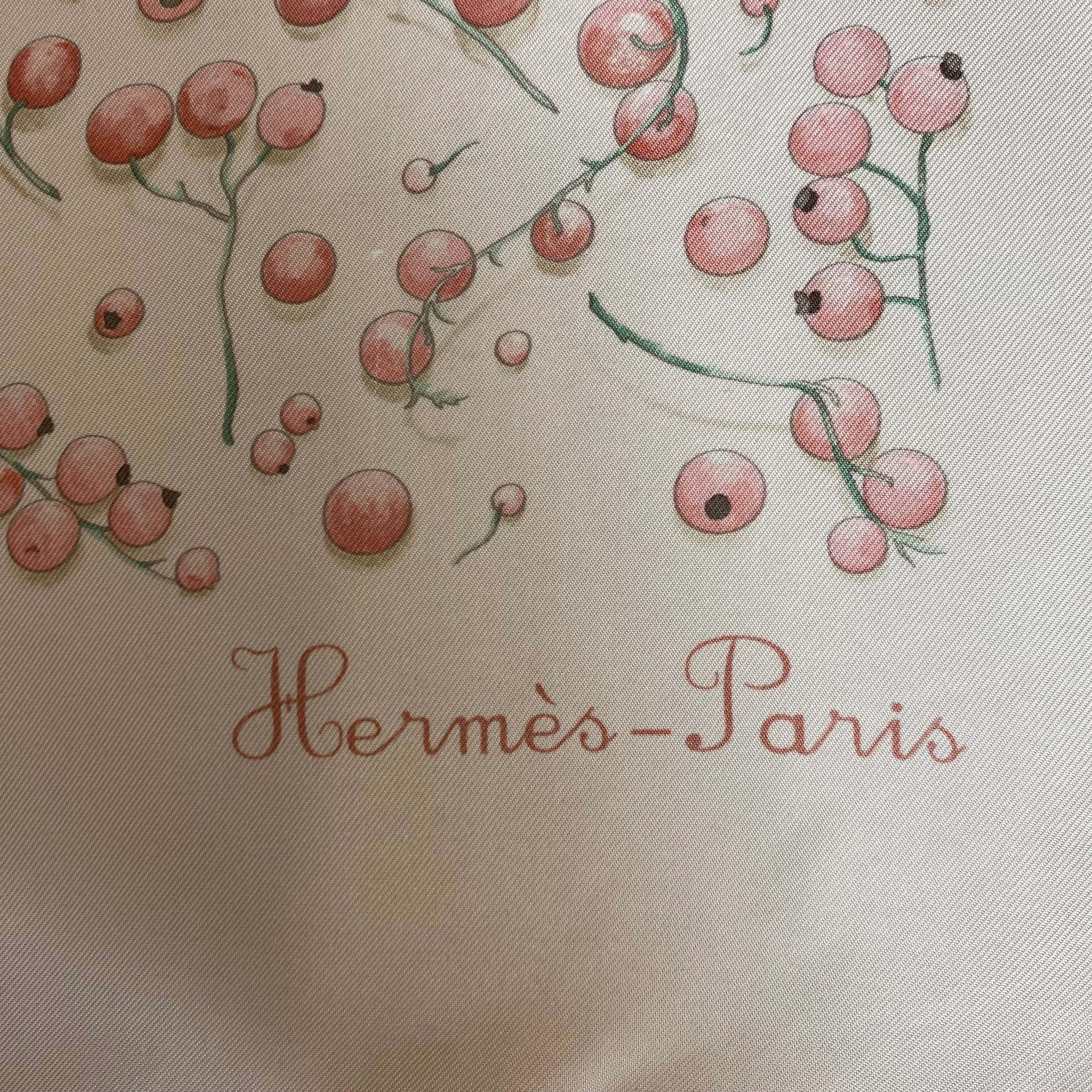 Hermès Red Berries Silk Scarf Quite Rare