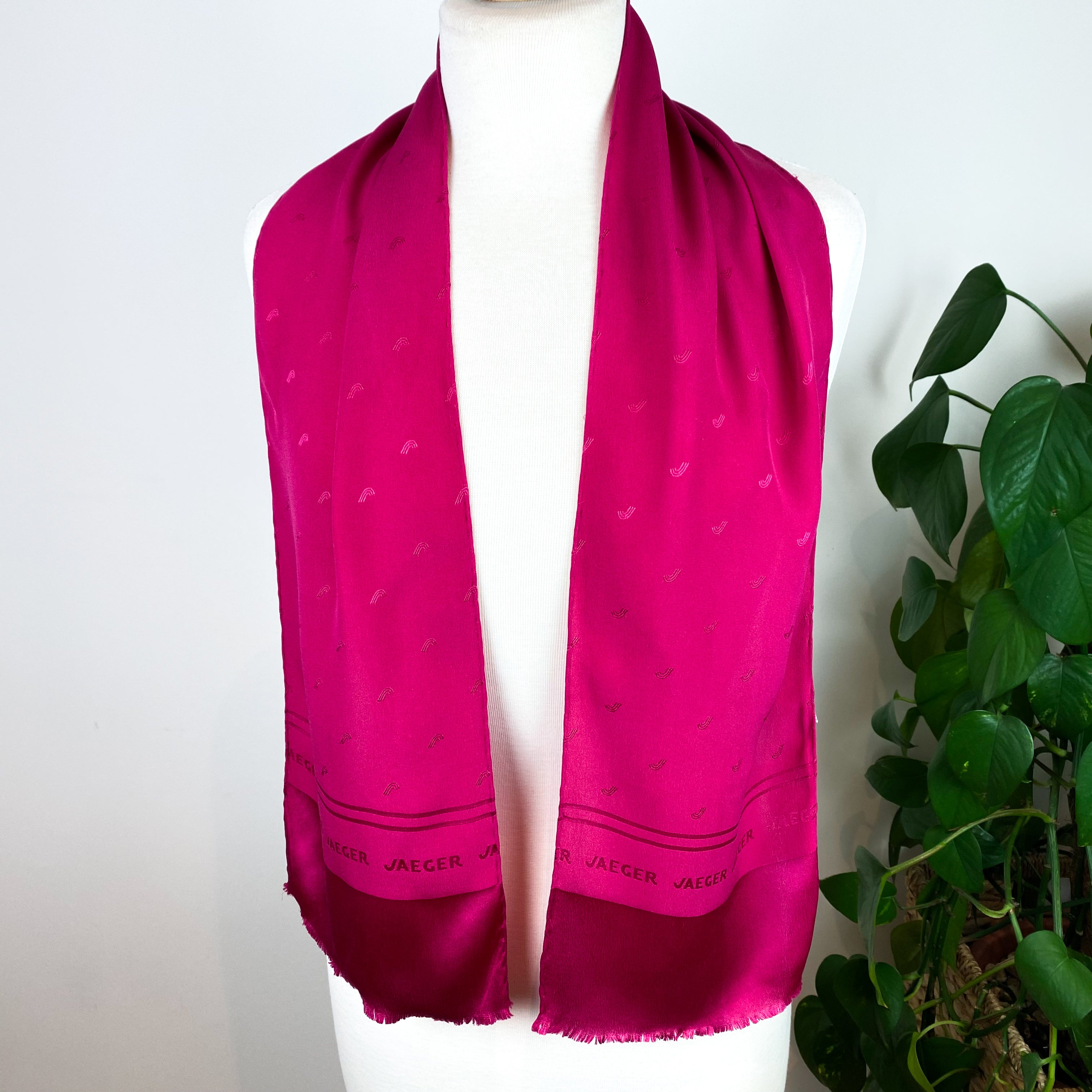 1970s Long Jaeger Vintage Silk Scarf