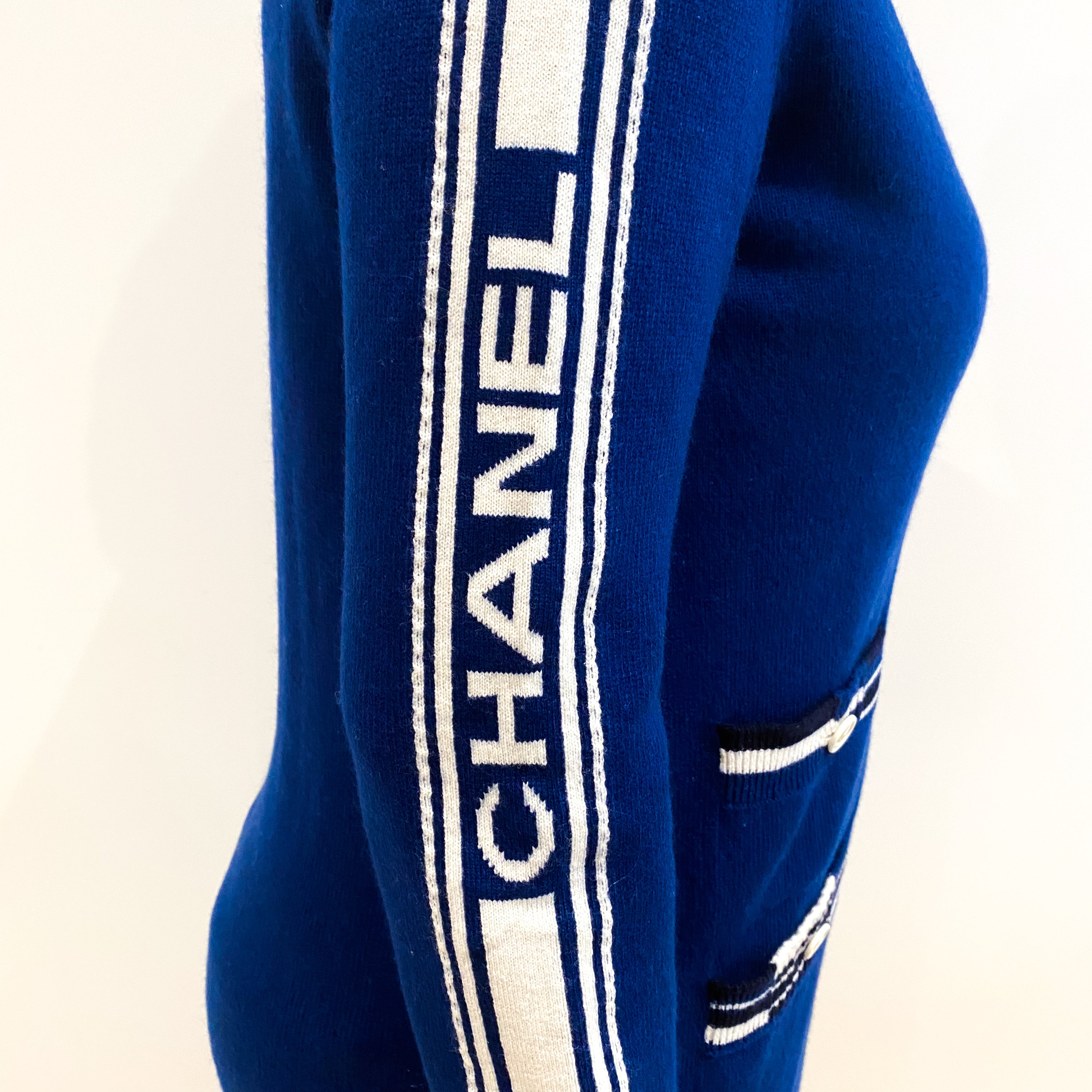 Chanel Deep Blue Longline V Neck Cardigan Coat Medium