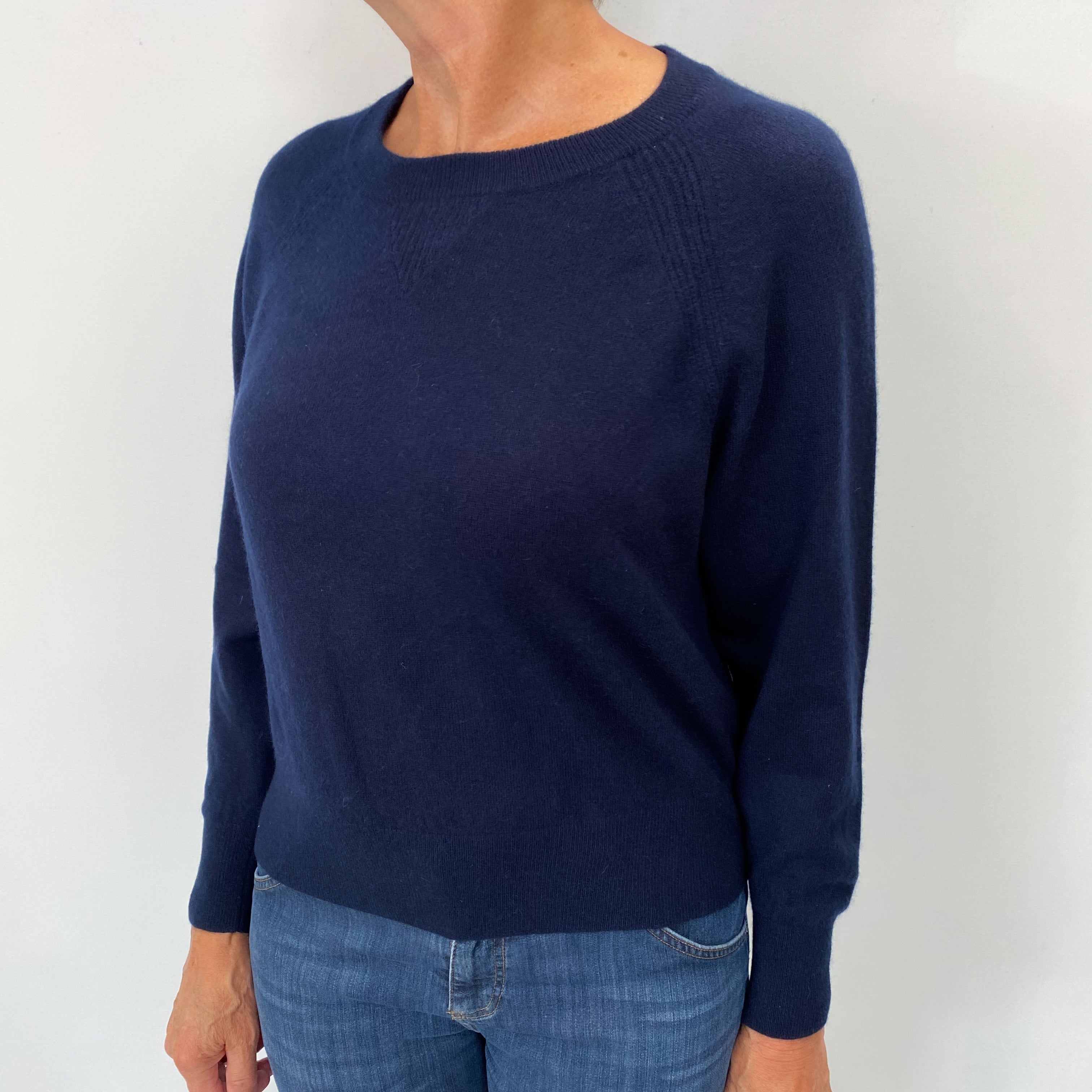 Midnight Navy Cashmere Crew Neck Jumper Medium