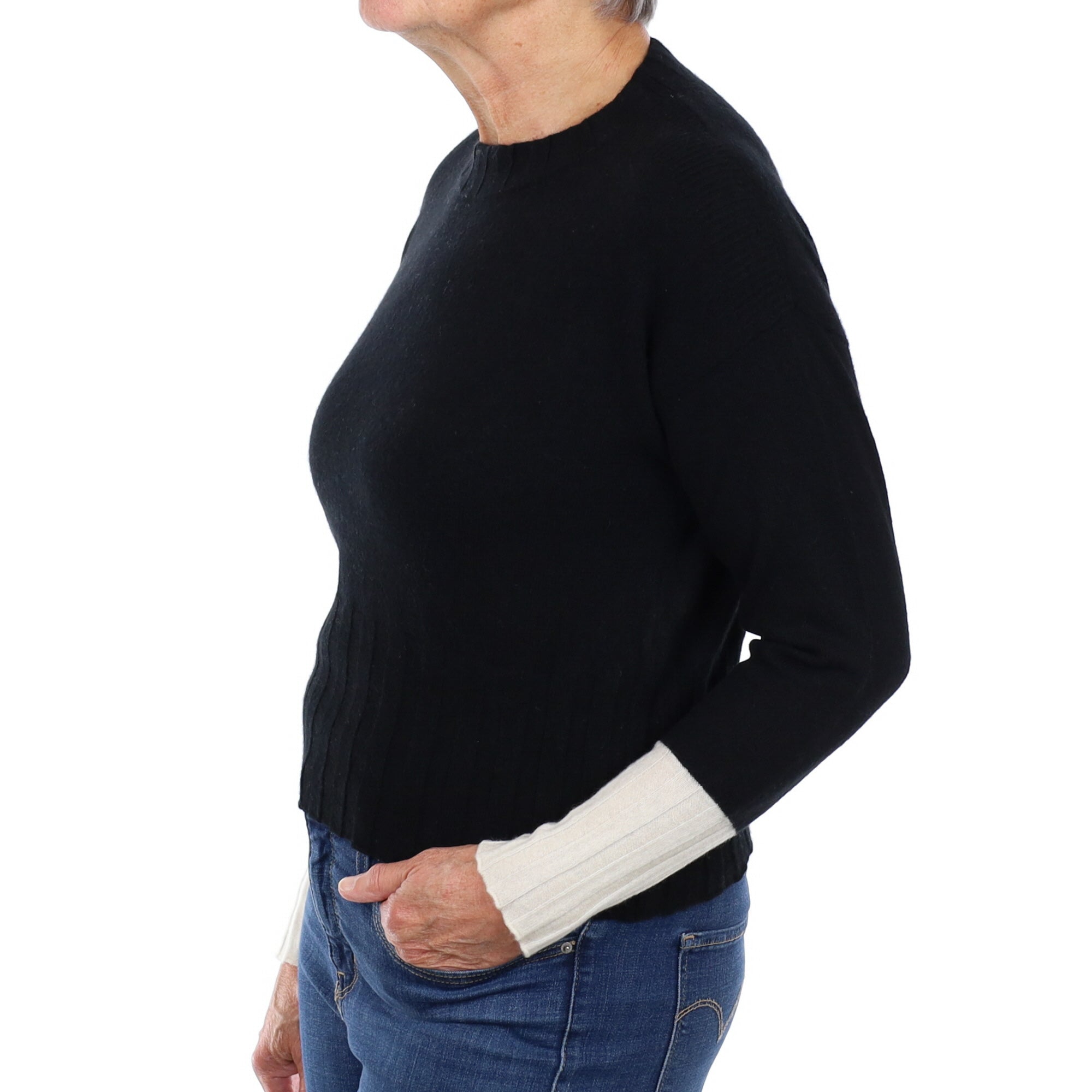 Black Cashmere Crew Neck Jumper Medium