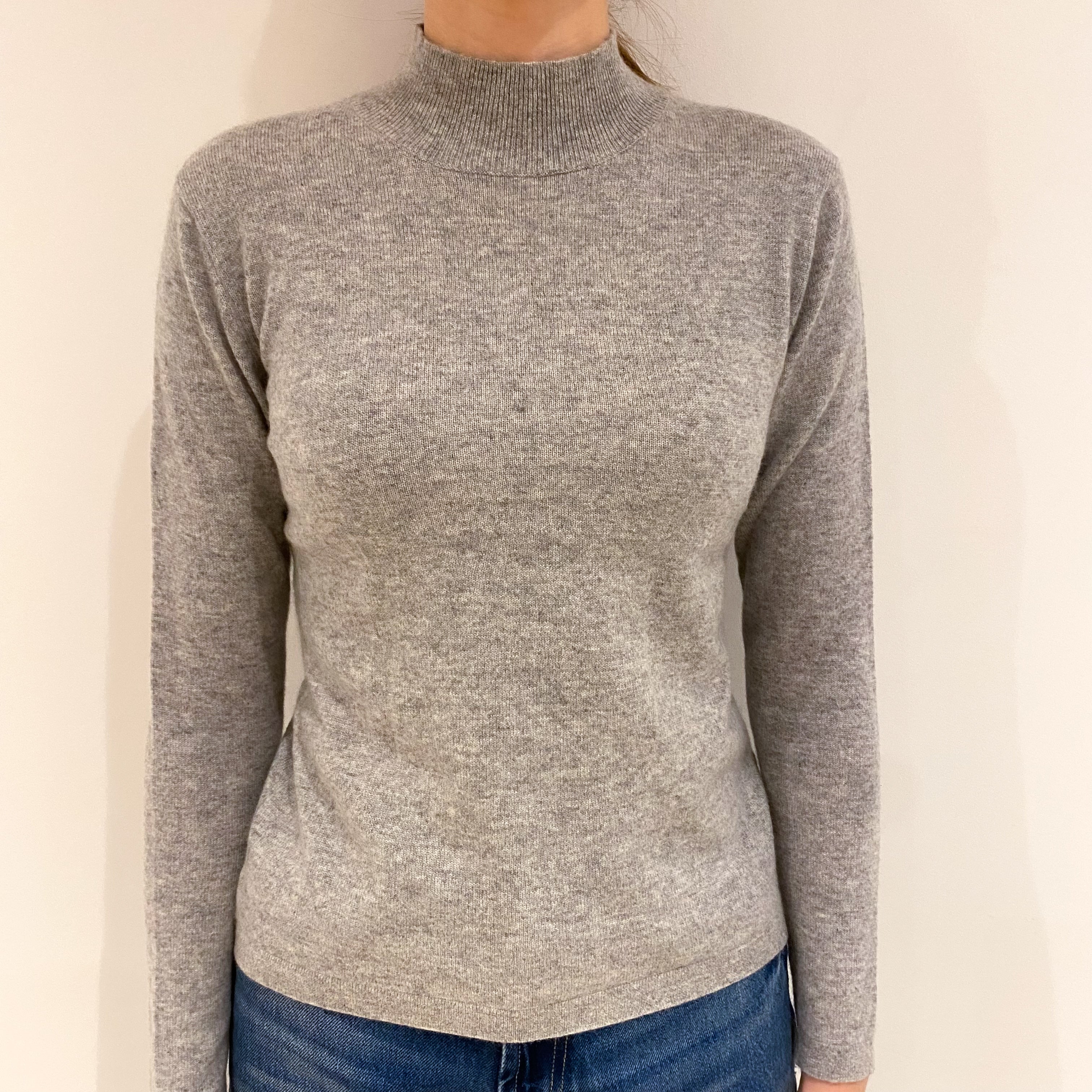 Smoke Grey Cashmere Turtle Neck Jumper Extra Small