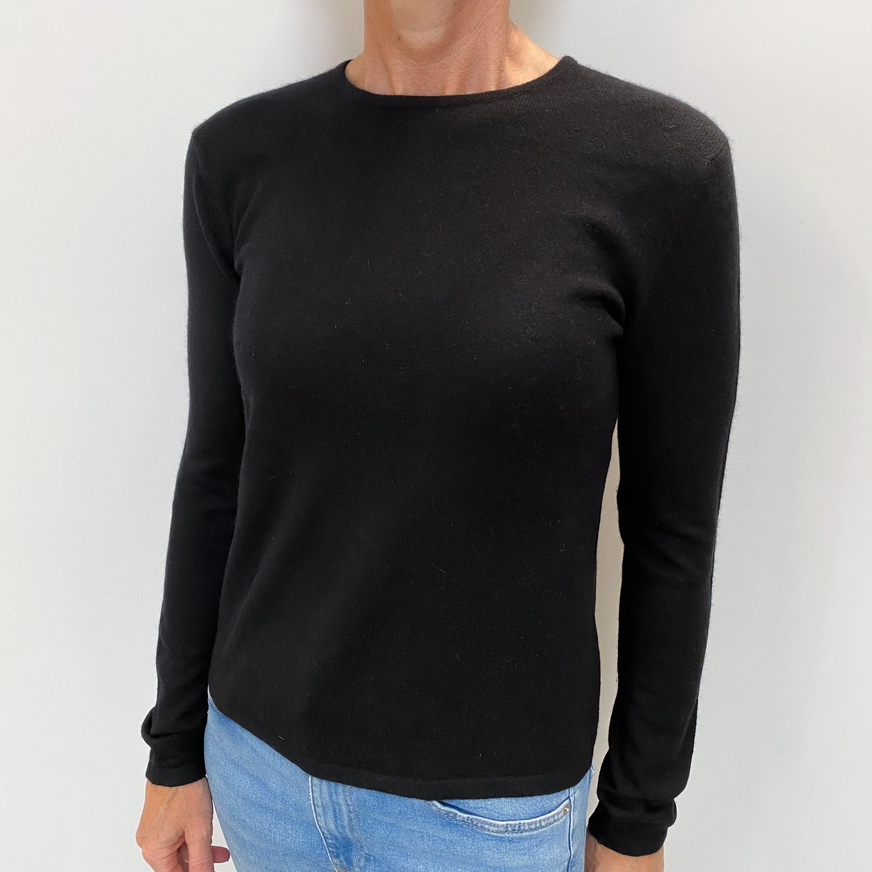 Black Cashmere Crew Neck Jumper Small