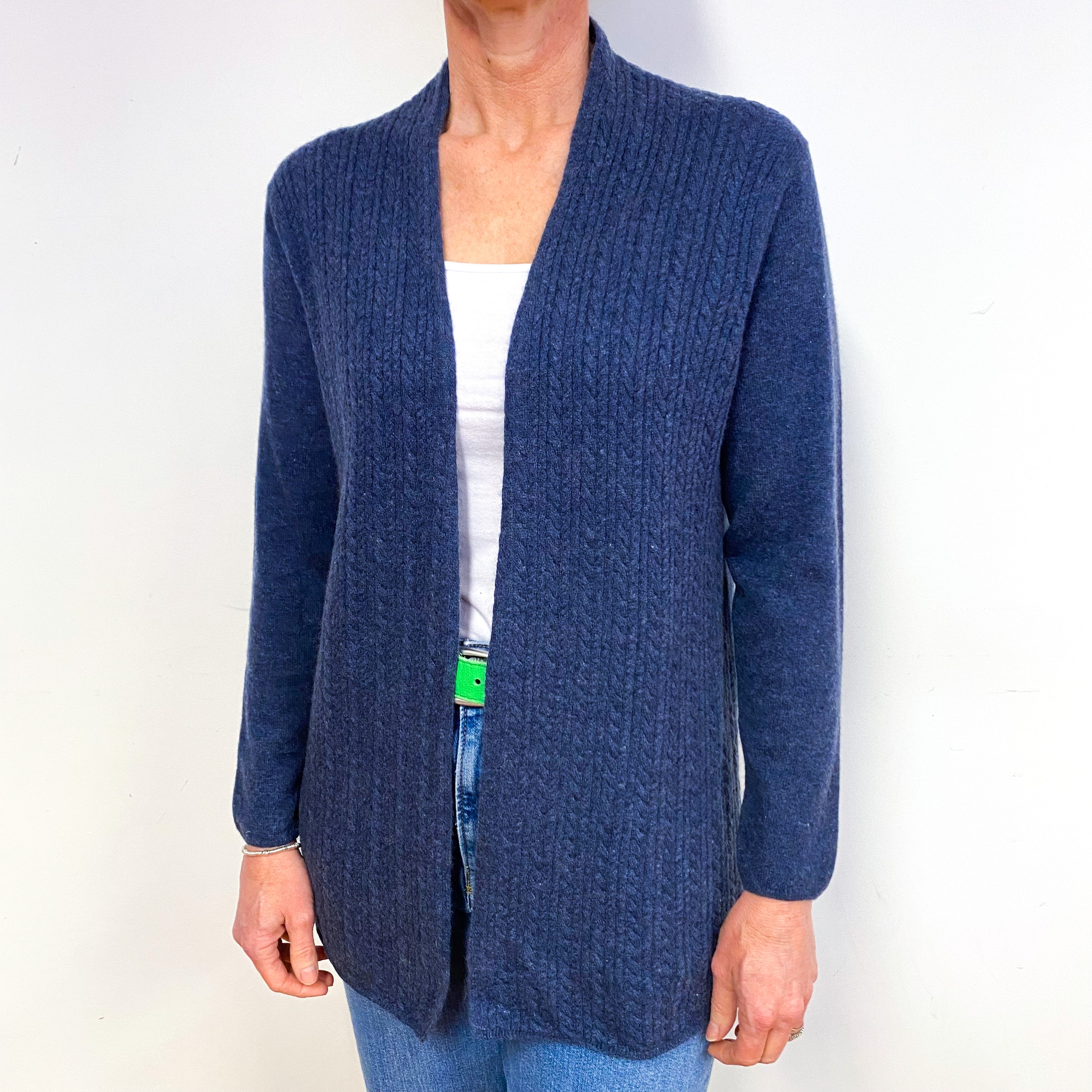 Naval Blue Cashmere Edge to Edge Cardigan Medium