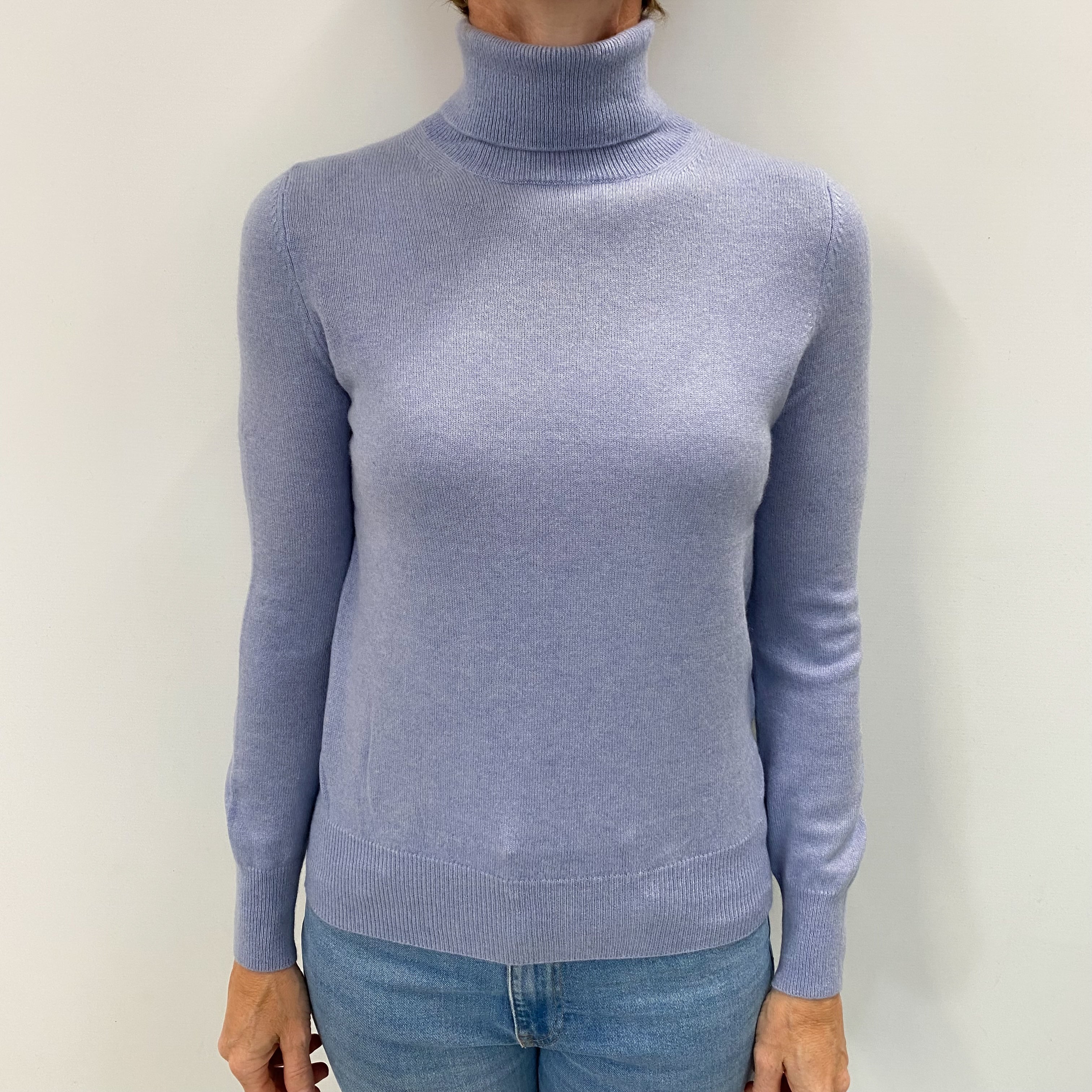 Powder Blue Cashmere Polo Neck Jumper Small