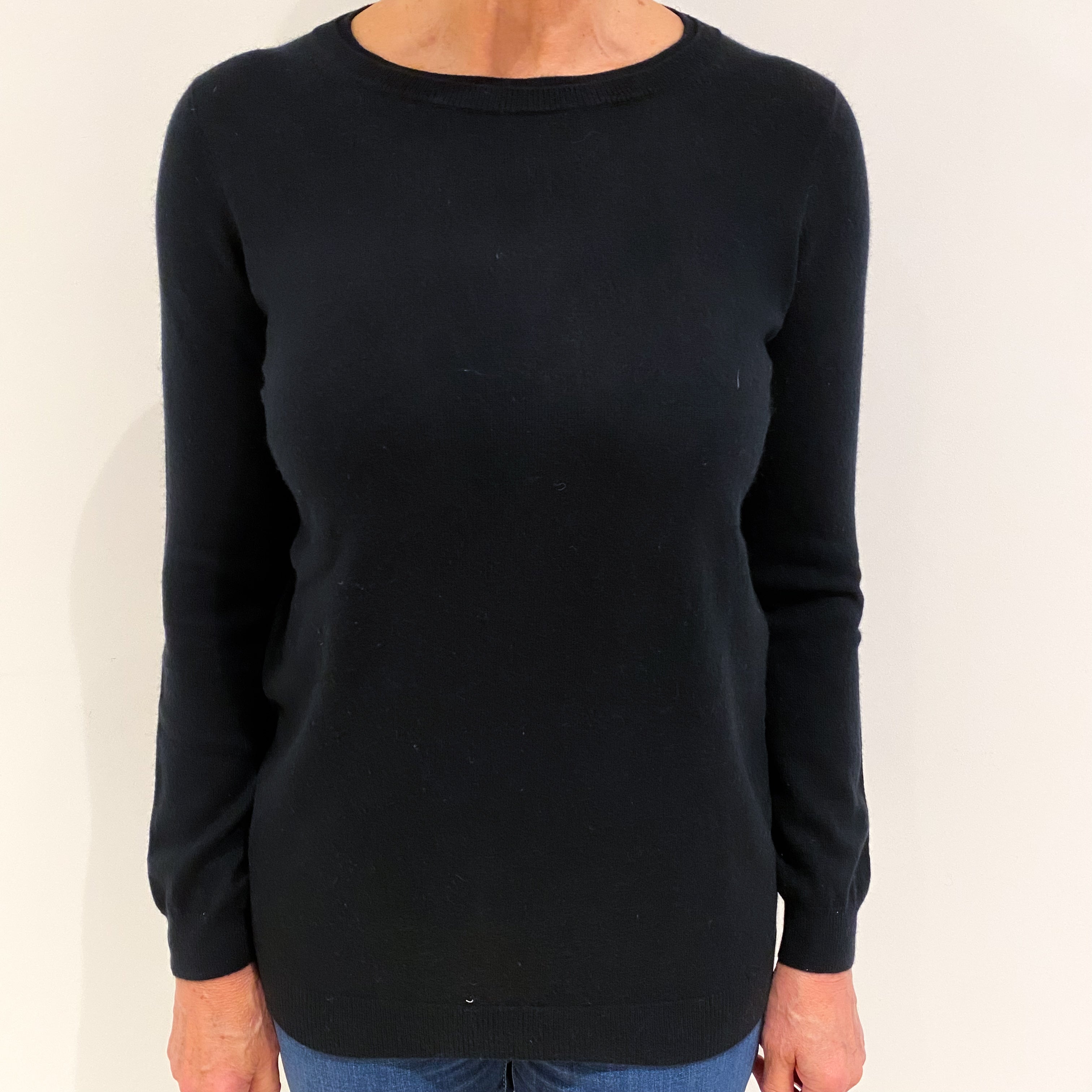 Black Cashmere Crew Neck Jumper Medium