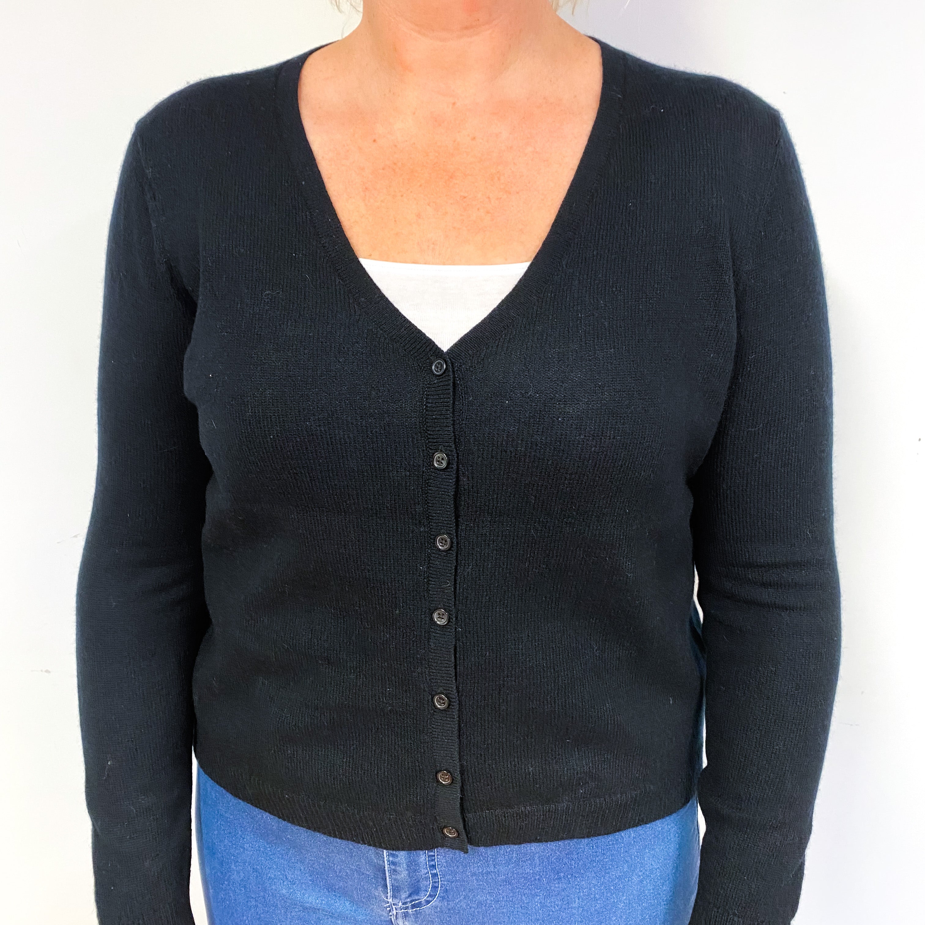 Black Cashmere V-Neck Cardigan Large