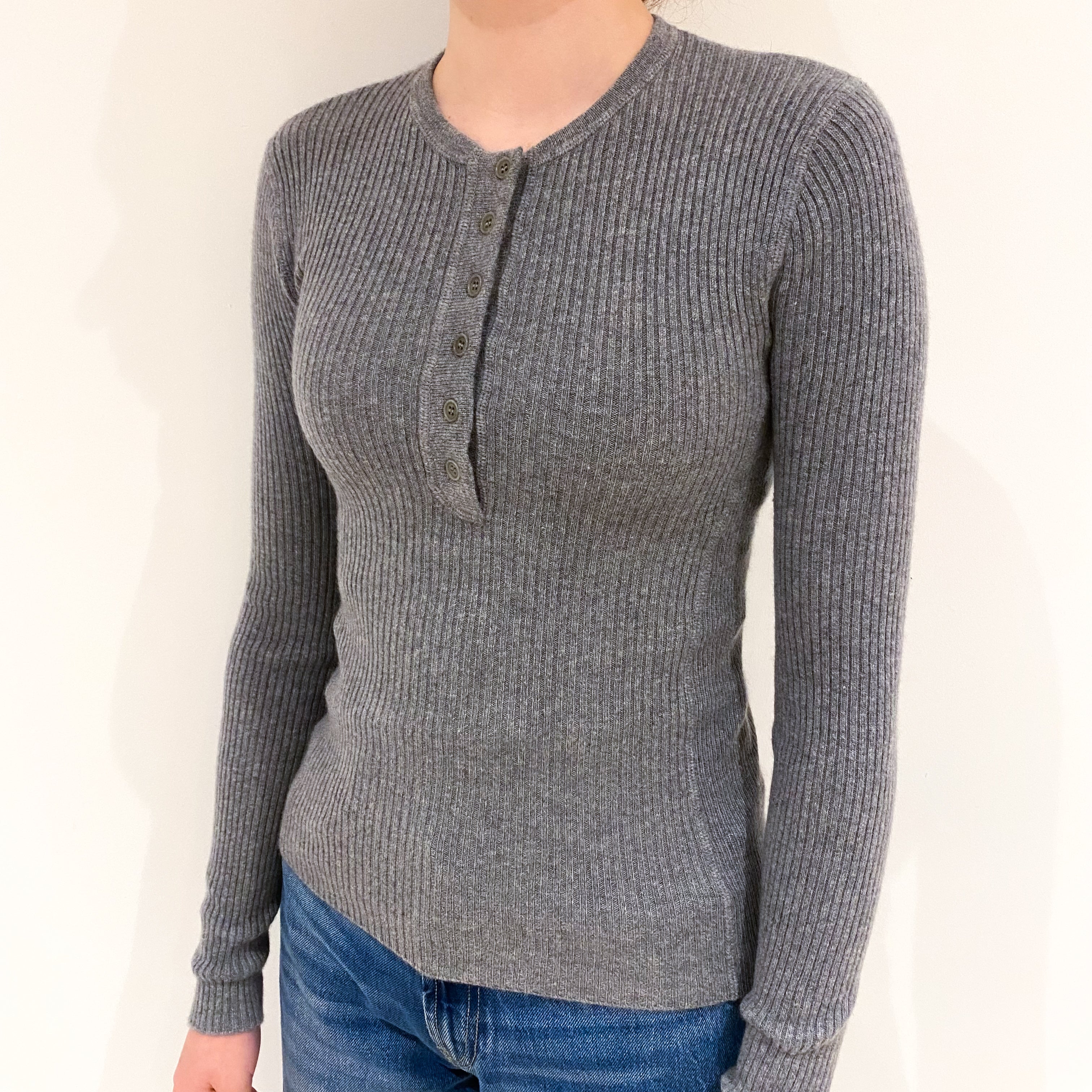 Tsesay Ash Grey Cashmere Crew Neck Jumper Extra Small