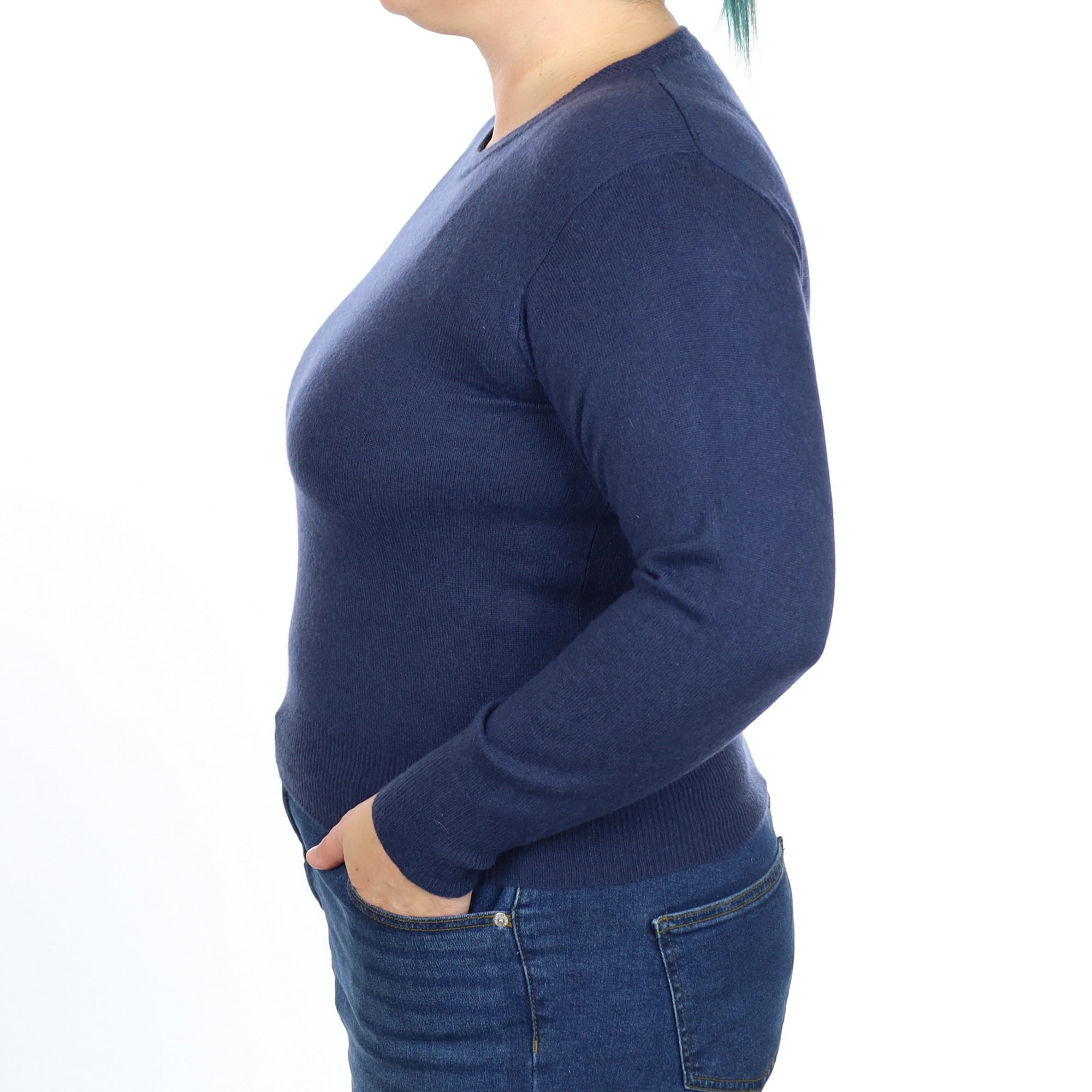 Naval Blue Cashmere Crew Neck Jumper Large