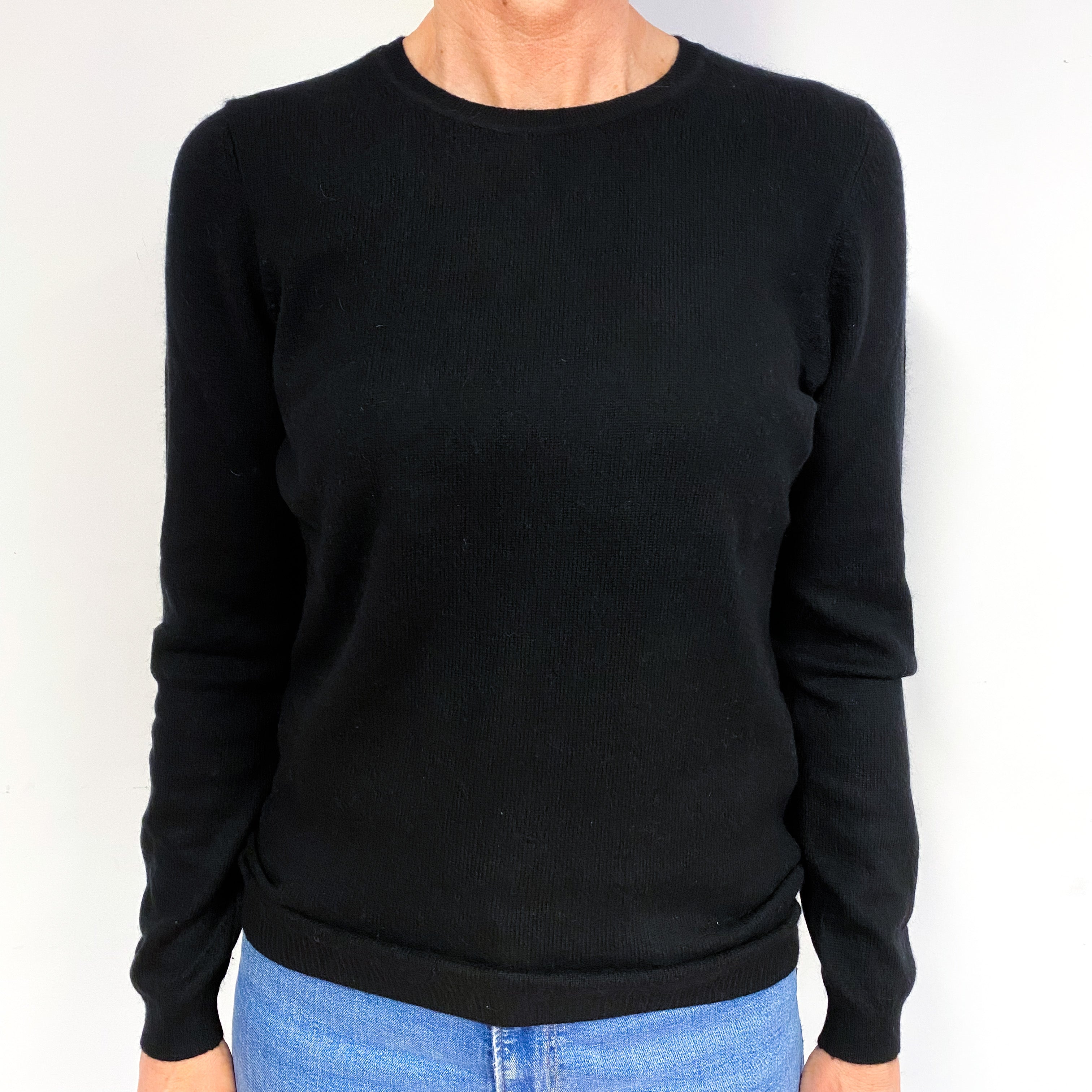 Black Cashmere Crew Neck Jumper Medium