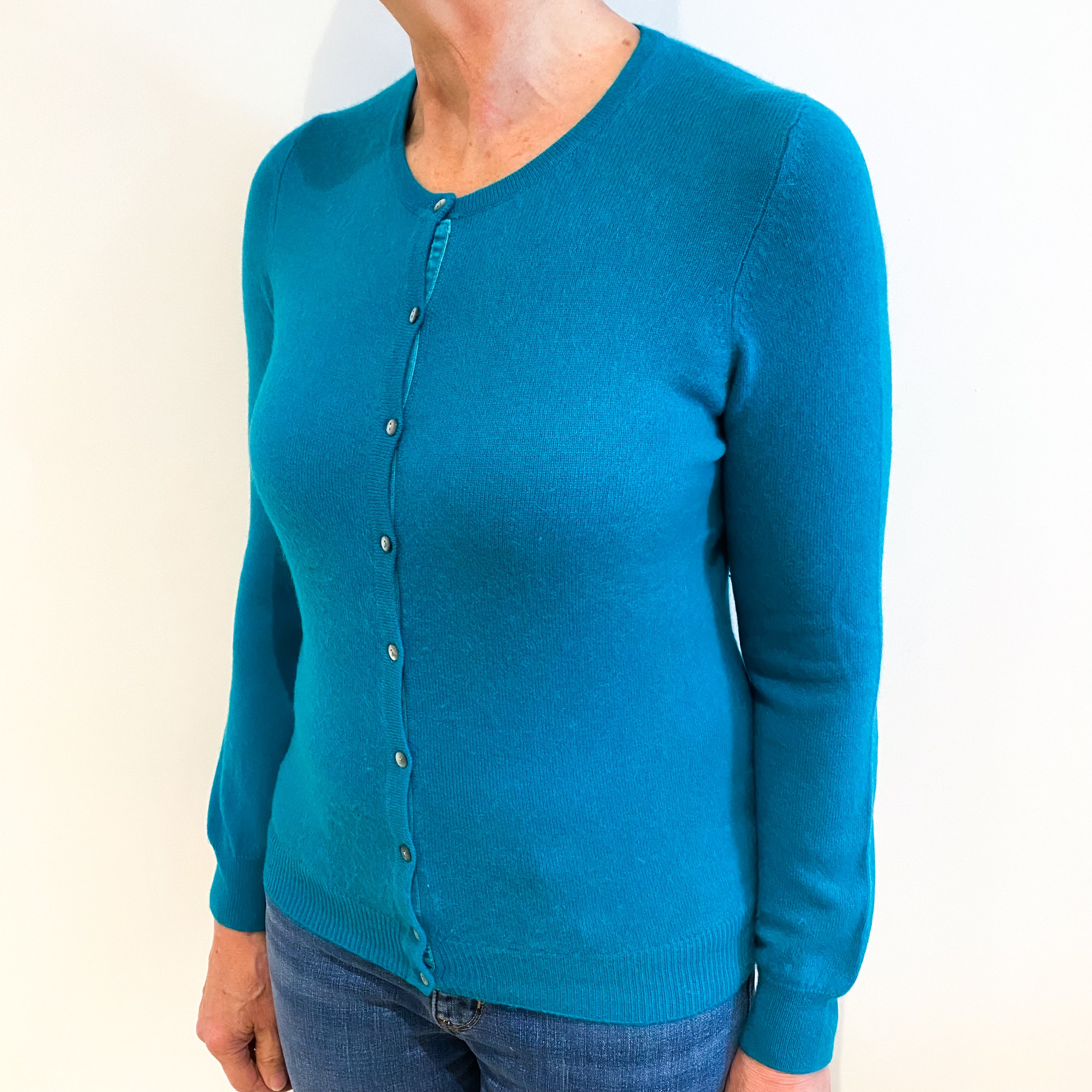 Peacock Green Cashmere Cardigan Medium