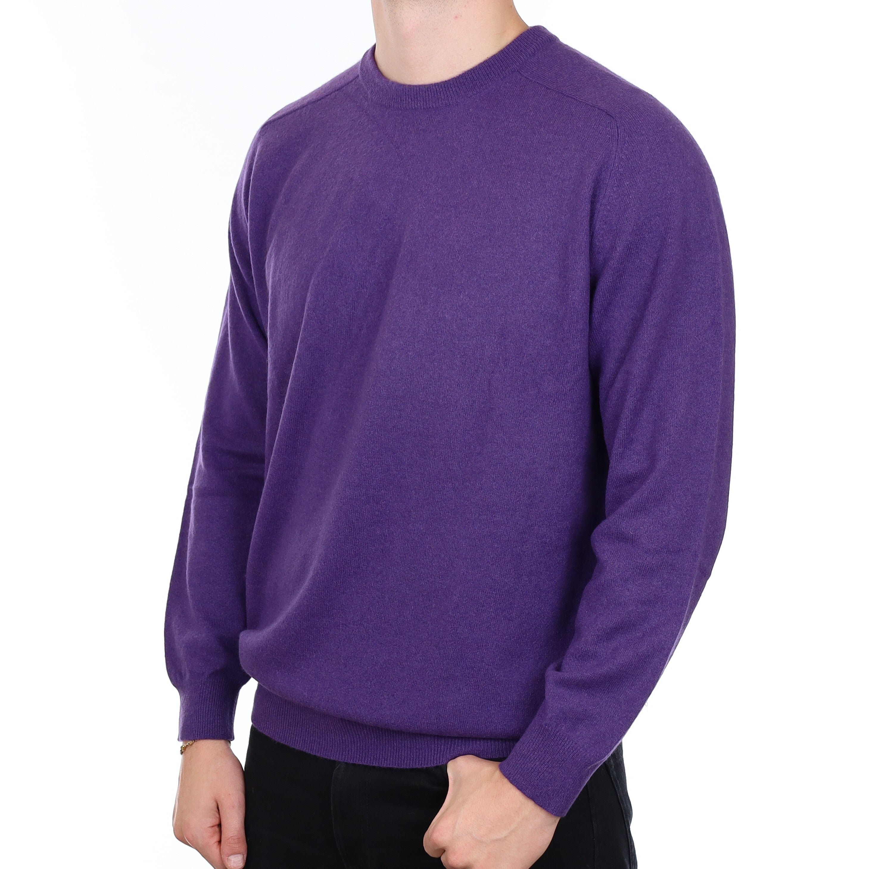 Men’s Yorn Amethyst Purple Cashmere Crew Neck Jumper XXL
