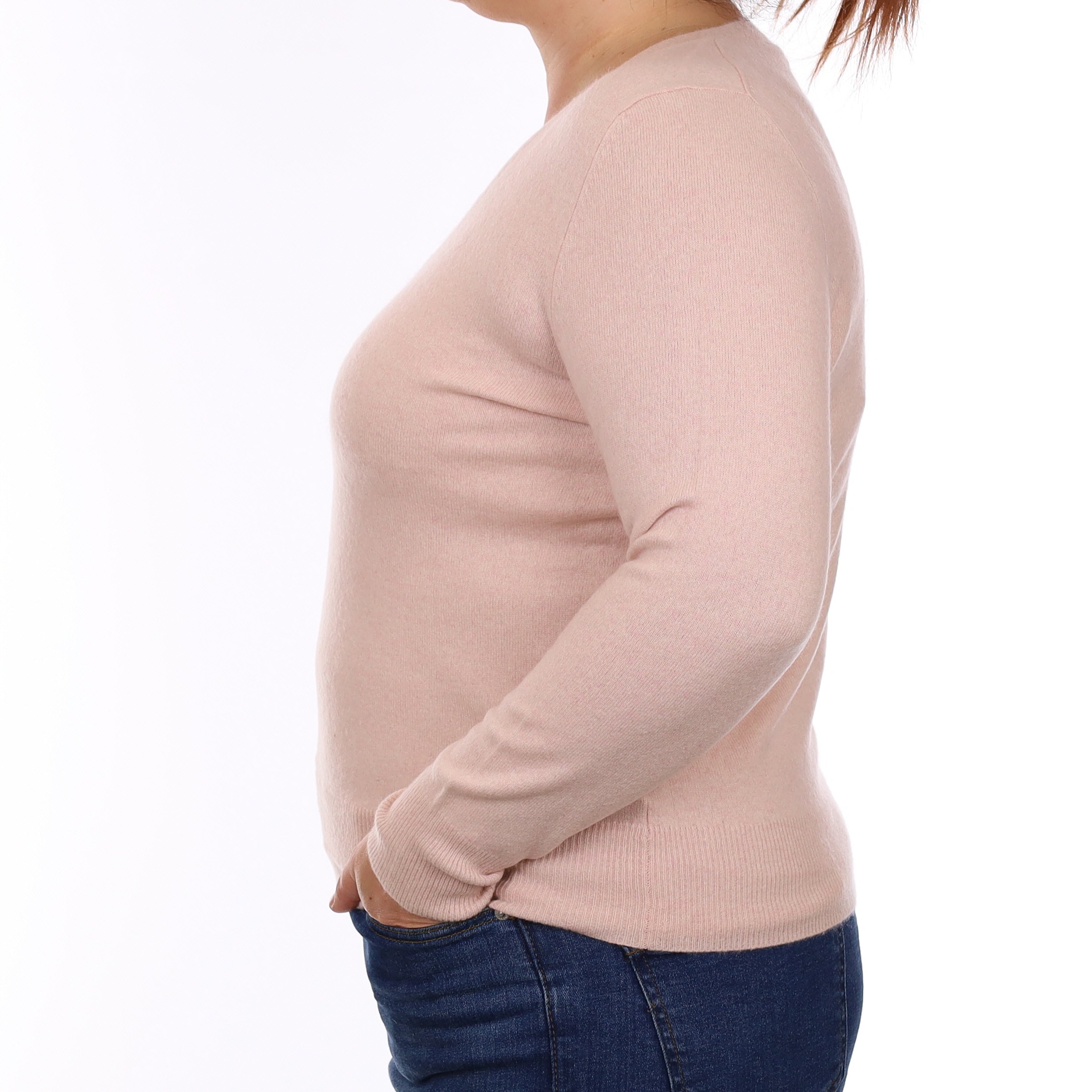 Ice Pink Cashmere V Neck Jumper Large