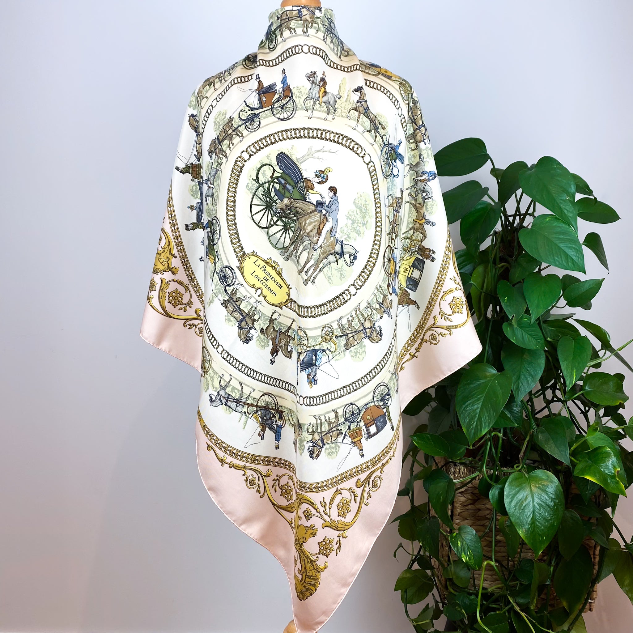 Boxed Hermes La Promenade De Longchamps Silk Scarf
