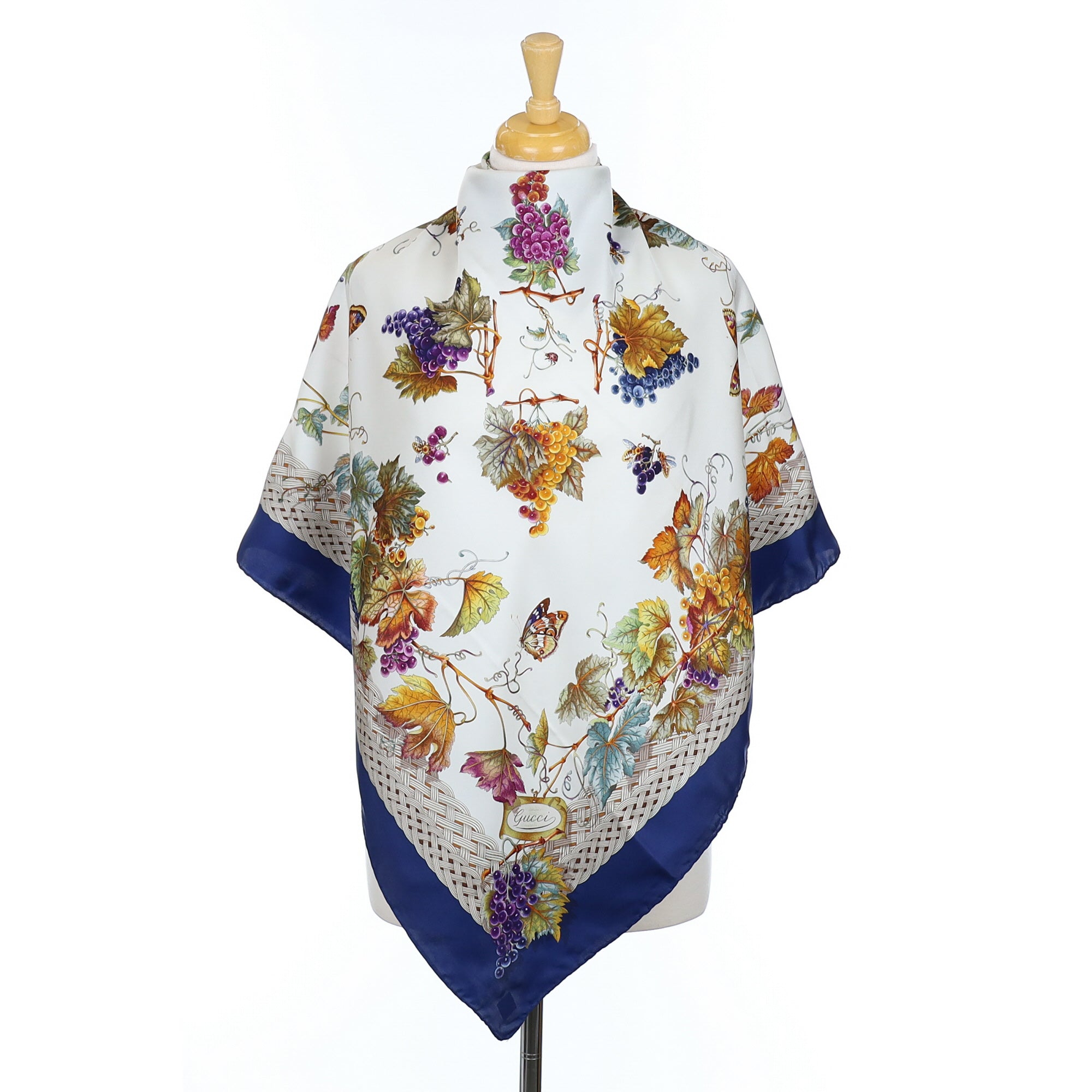 Gucci Grapes & Vine Vintage Silk Scarf