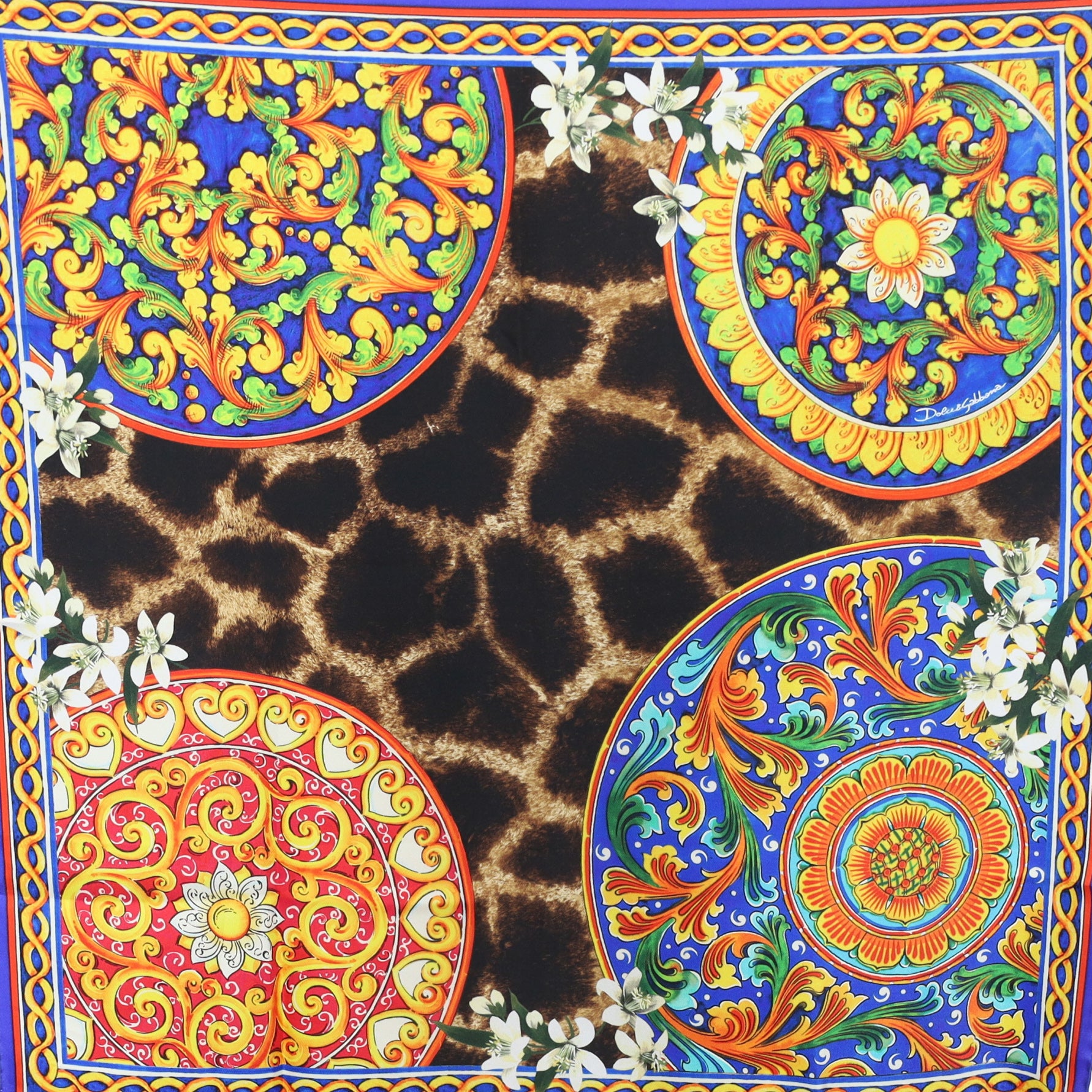 Brand New Dolce & Gabbana Silk Abstract Silk Scarf