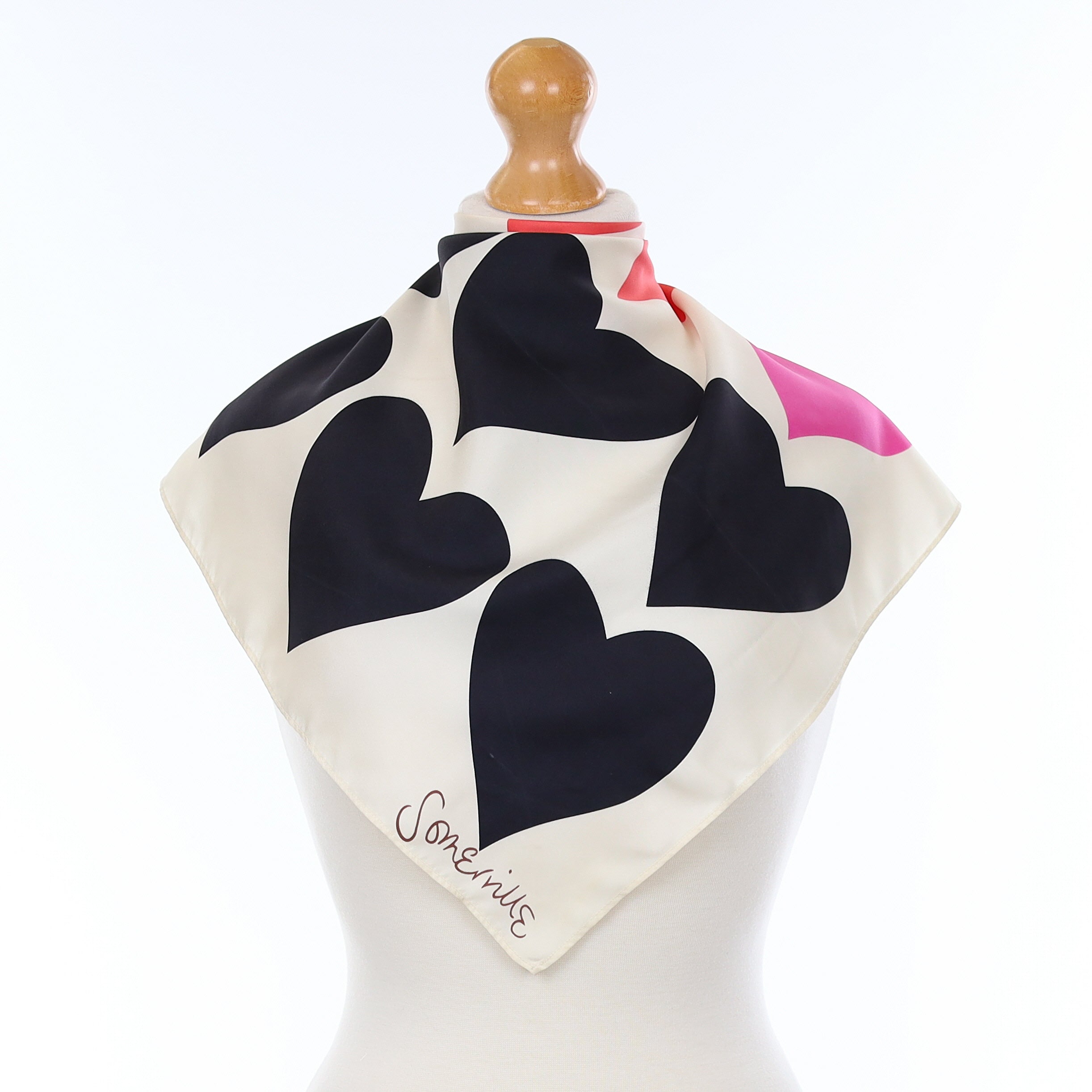 Heart Design Silk Scarf