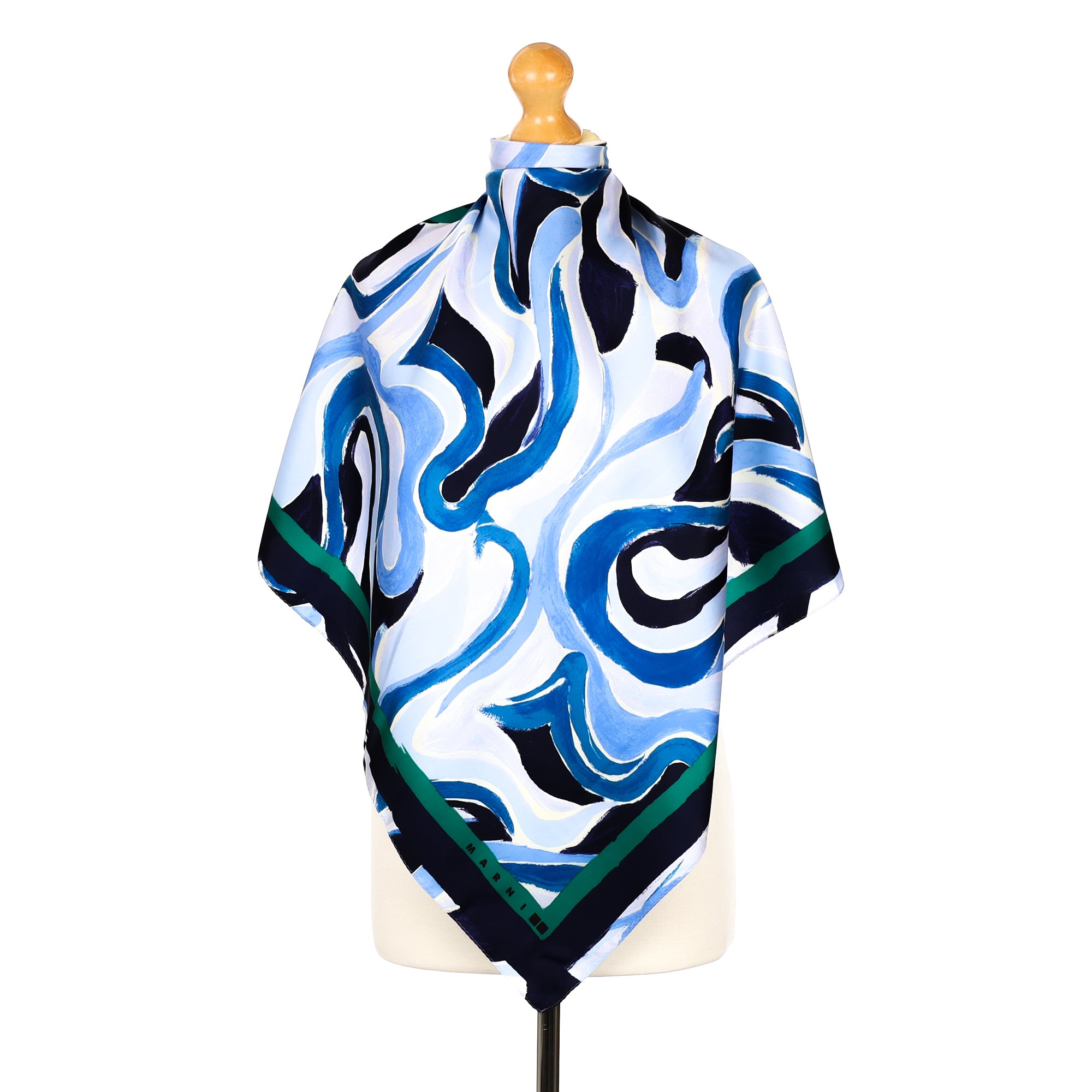 Marni Abstract Blue Silk Scarf