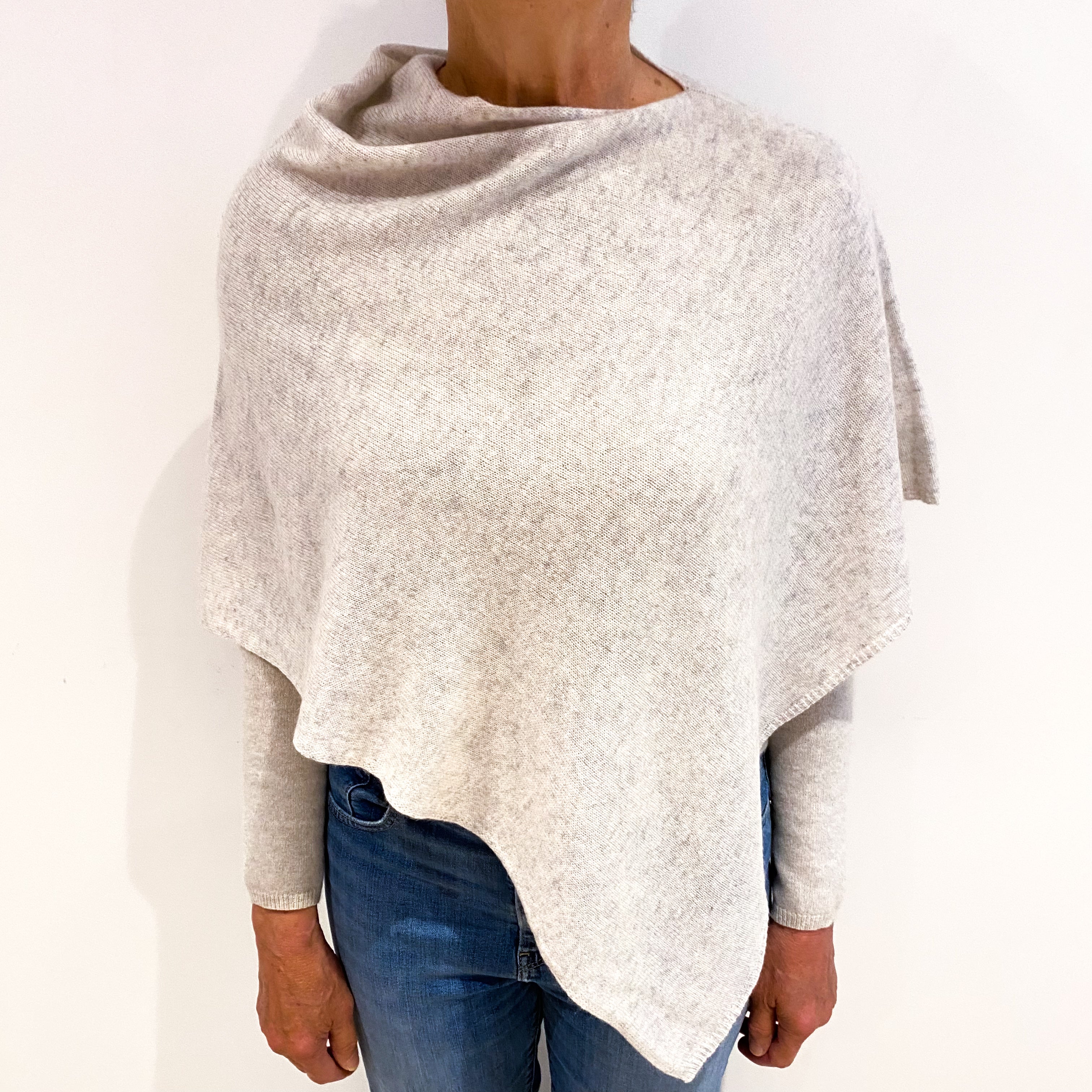 Mist Grey Cashmere Lightweight Poncho One Size