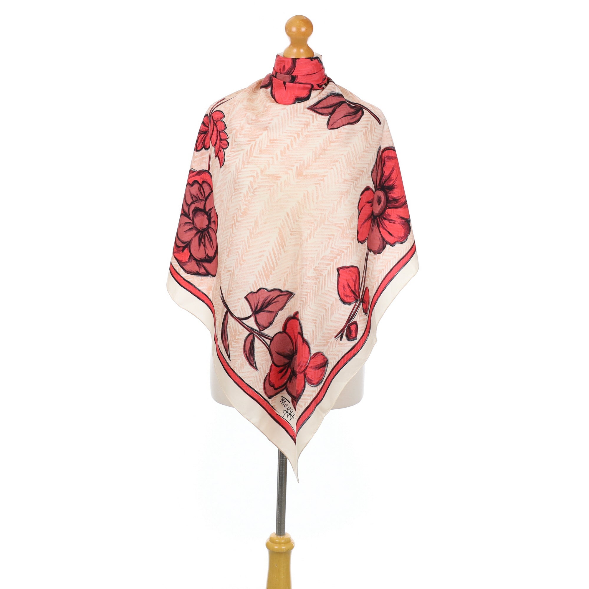 Maggy Rouff Floral Vintage Silk Scarf