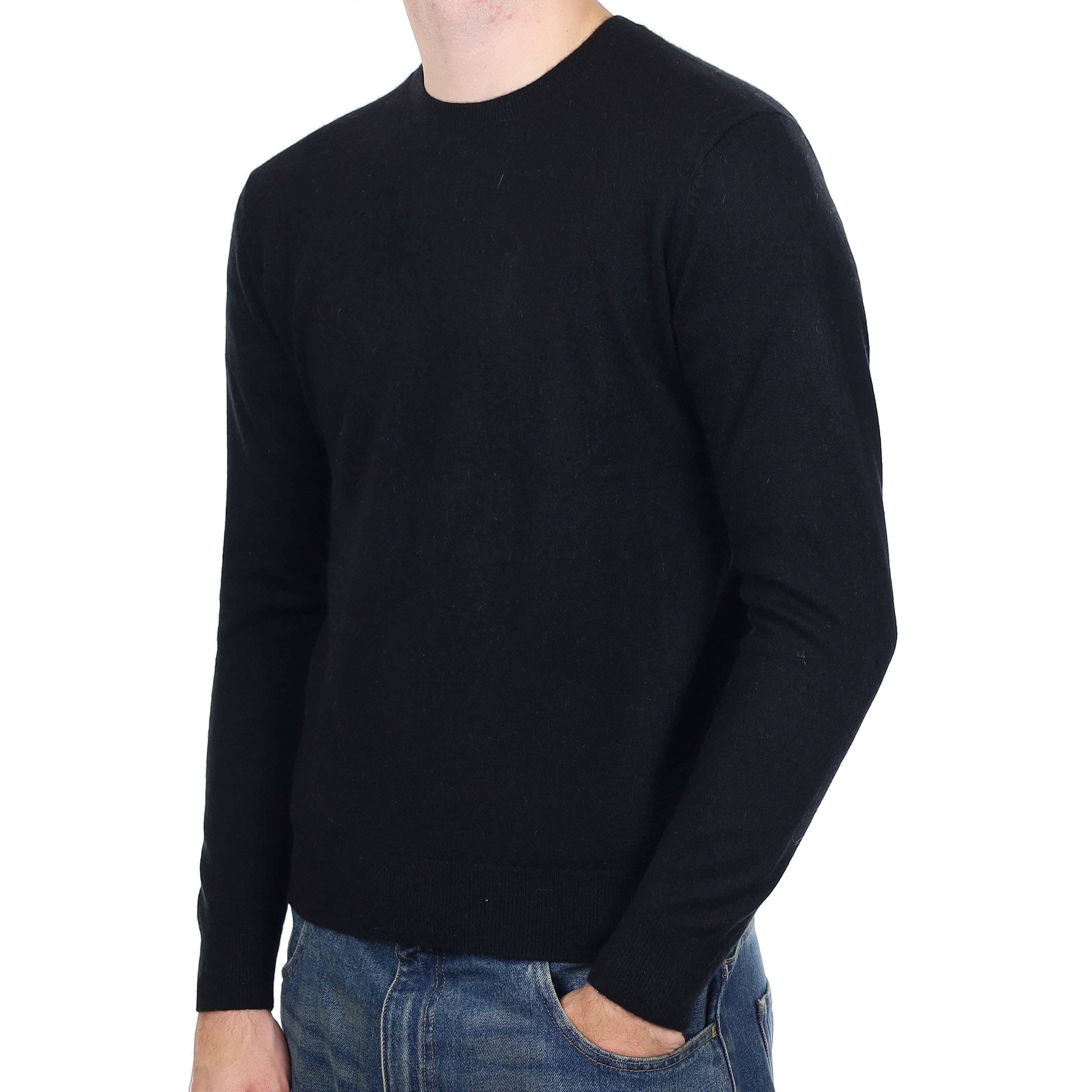 Men’s Black Cashmere Crew Neck Jumper Medium