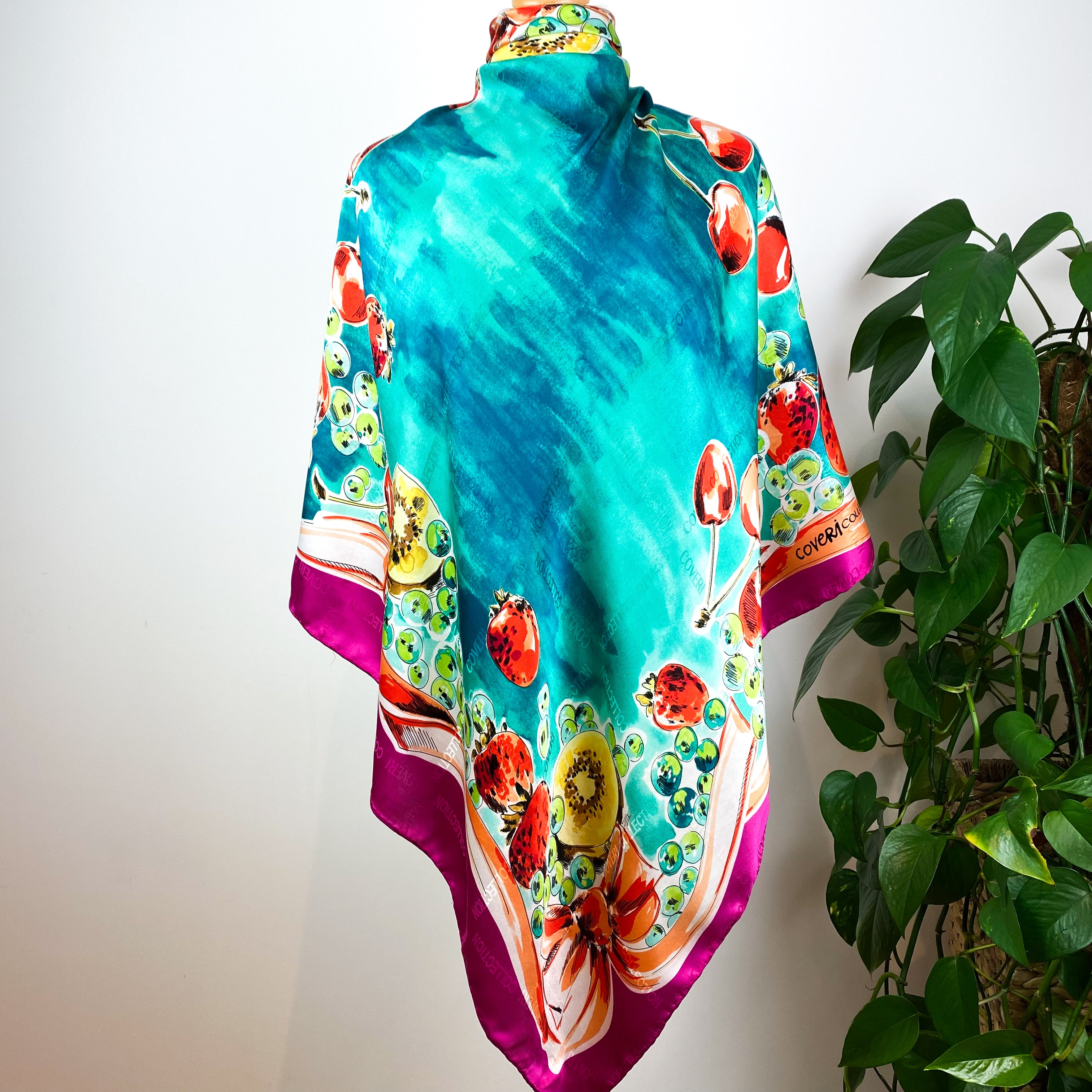 Large Vivid Satin Italian Silk Scarf
