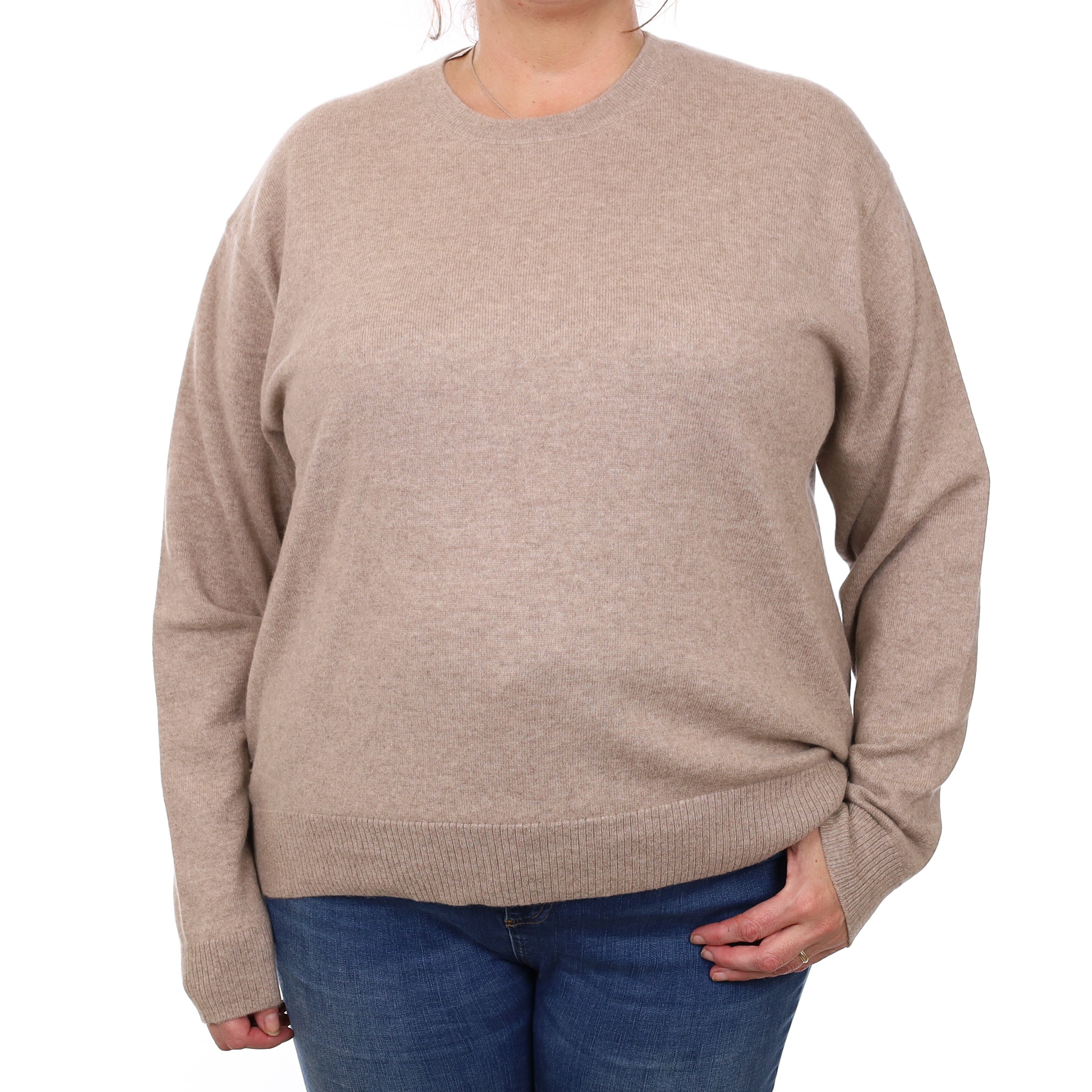 Mink Brown Cashmere Crew Neck Jumper 3XL